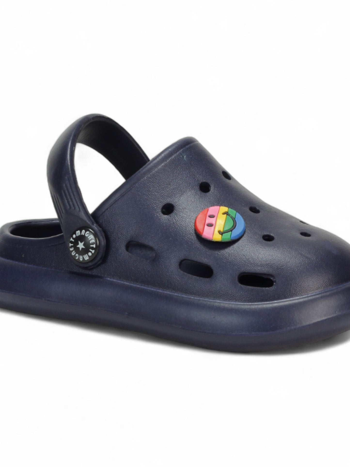 Marble Look Smily Applique Anti-Slip Clogs - Navy Blue