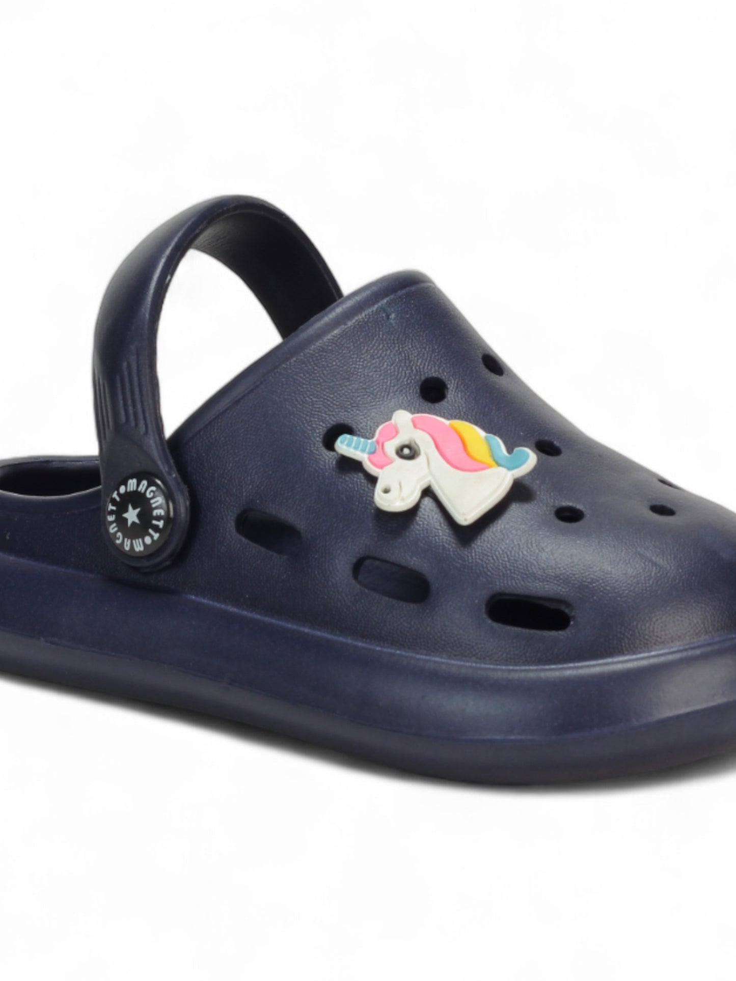 Marble Look Unicorn Applique Anti-Slip Clogs - Navy Blue