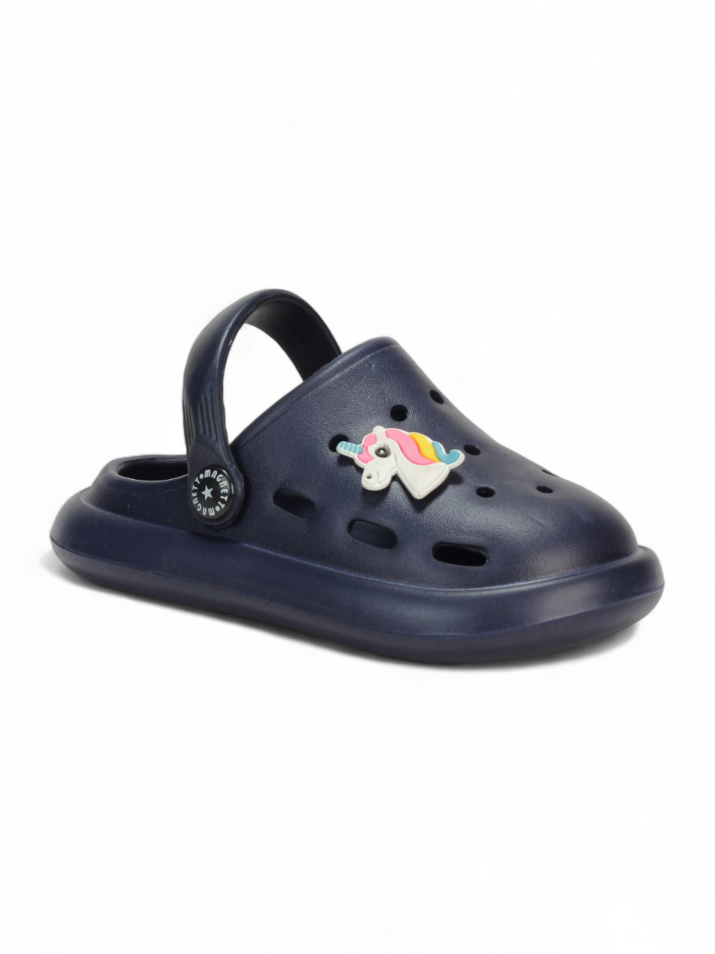Marble Look Unicorn Applique Anti-Slip Clogs - Navy Blue