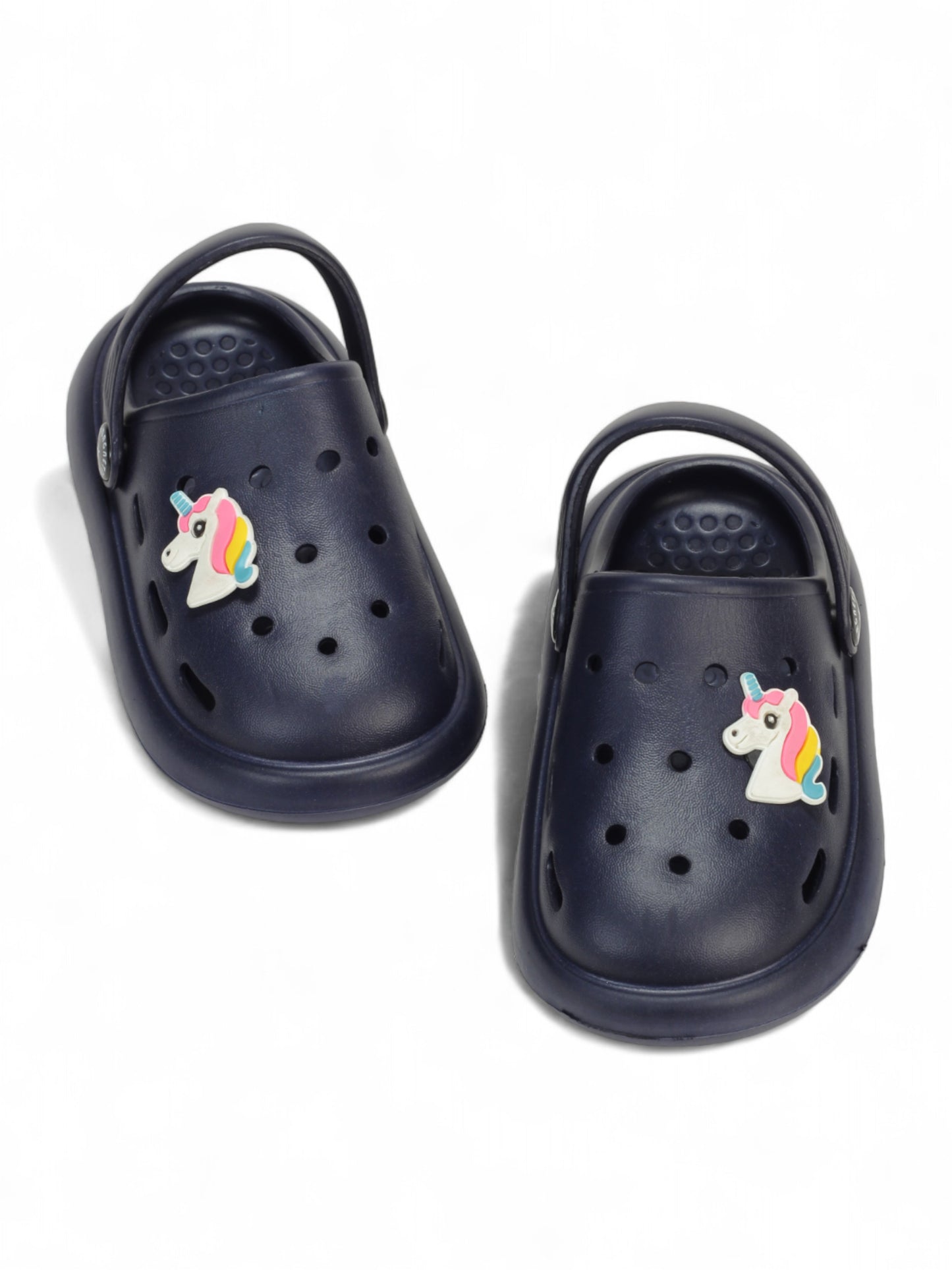 Marble Look Unicorn Applique Anti-Slip Clogs - Navy Blue