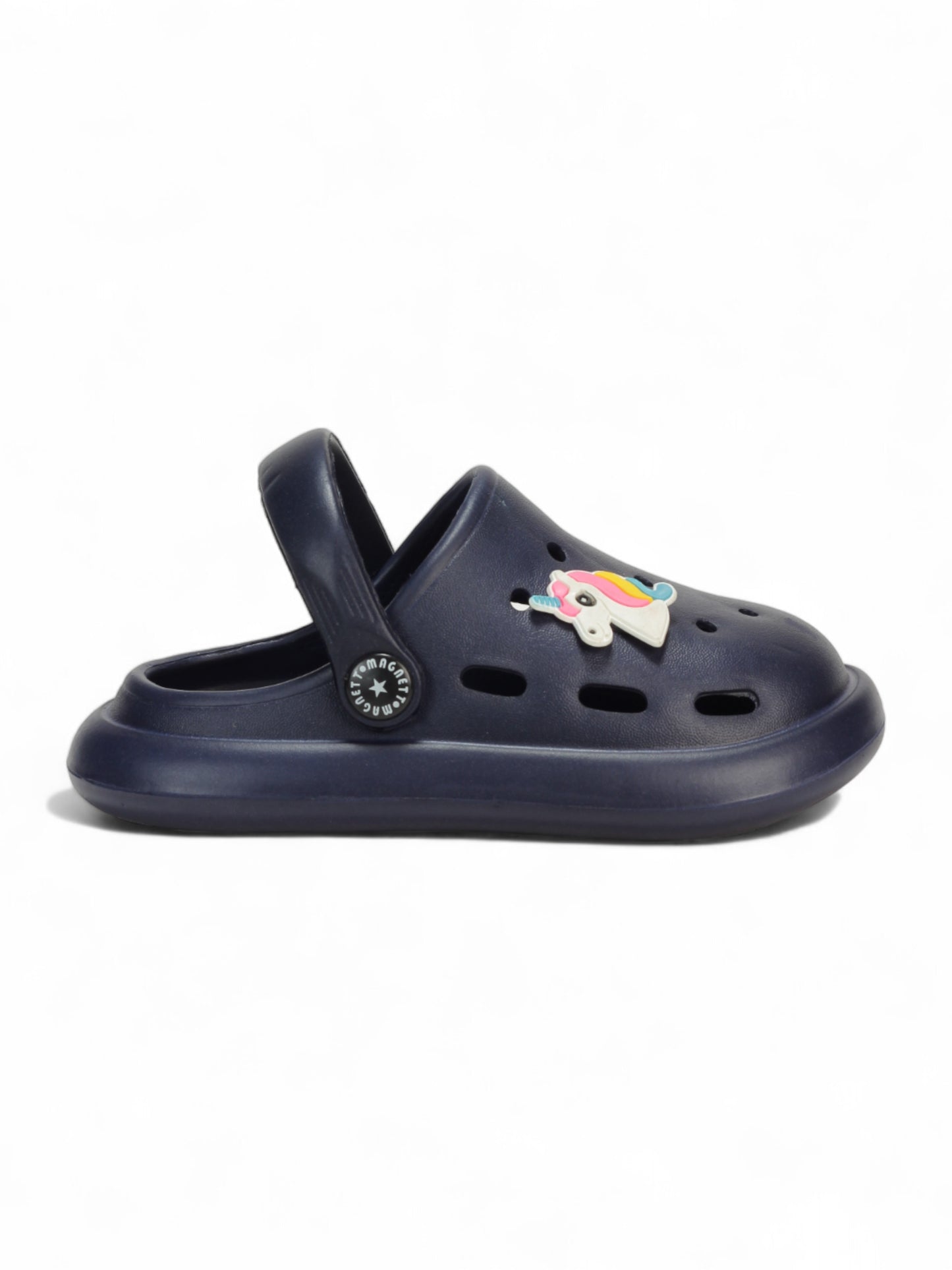 Marble Look Unicorn Applique Anti-Slip Clogs - Navy Blue