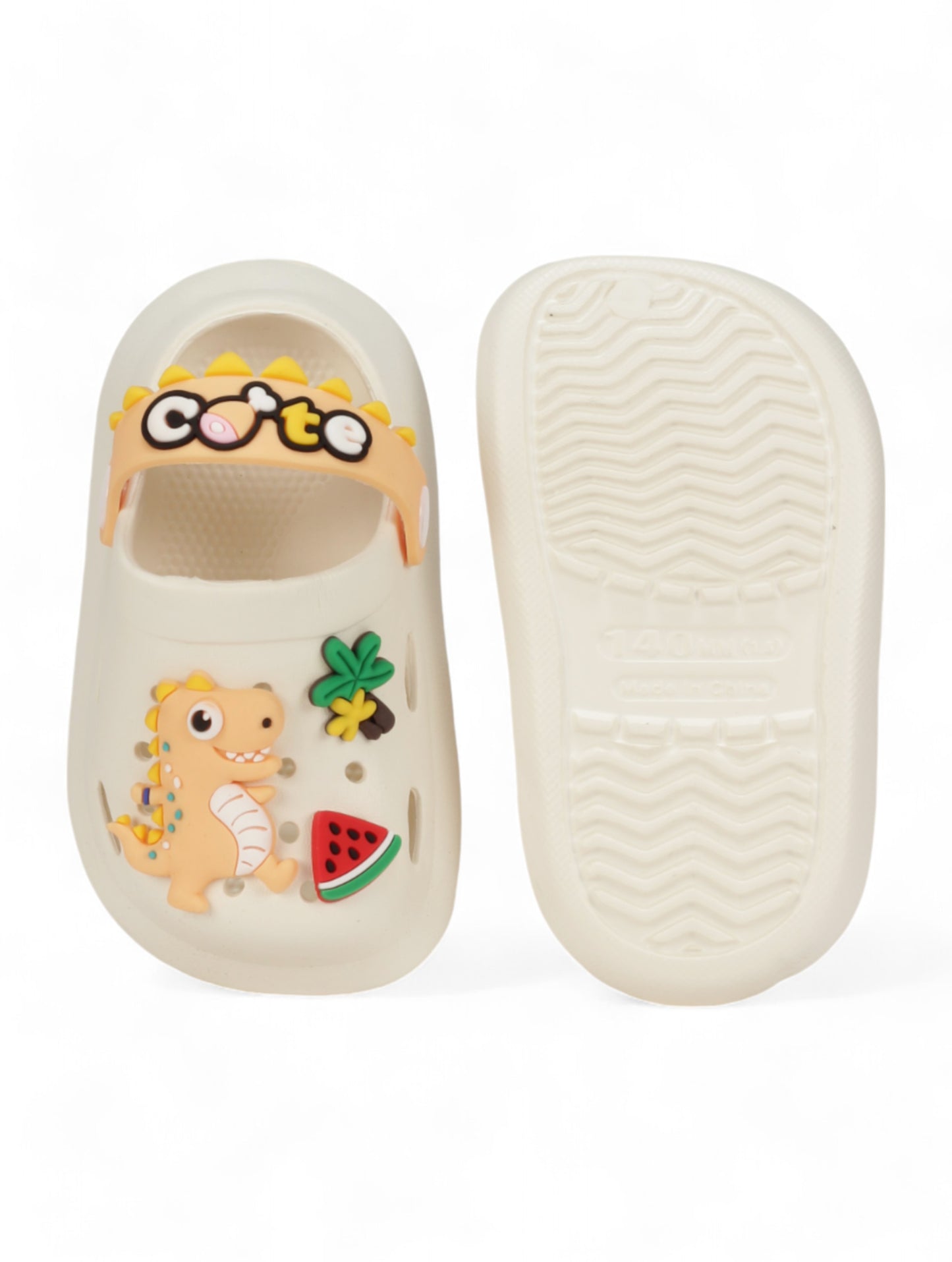 Crocodile Applique Anti-Slip Clogs - Cream