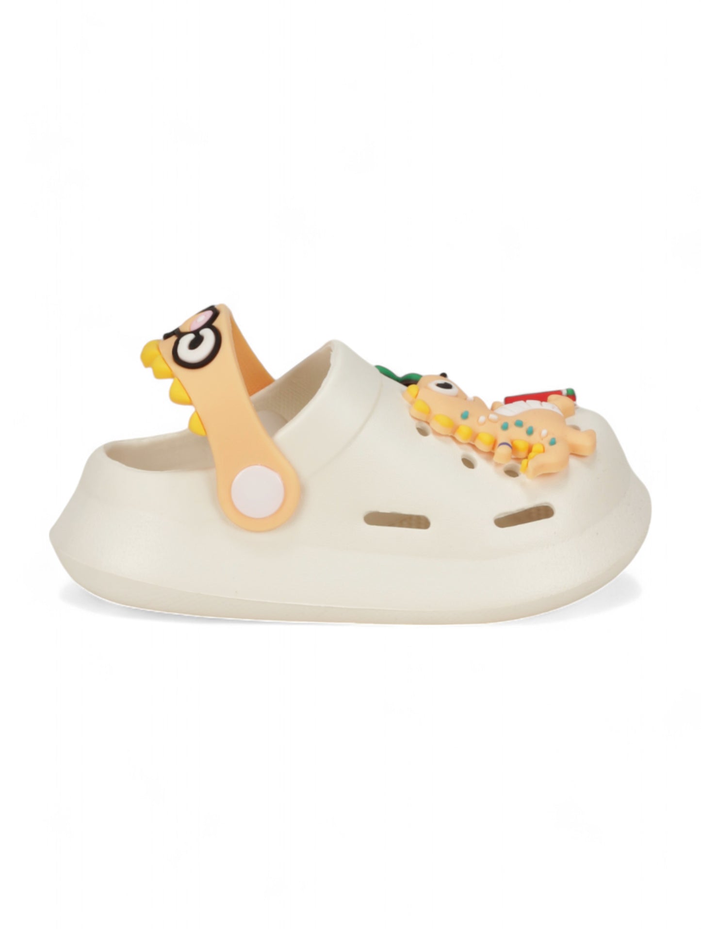 Crocodile Applique Anti-Slip Clogs - Cream
