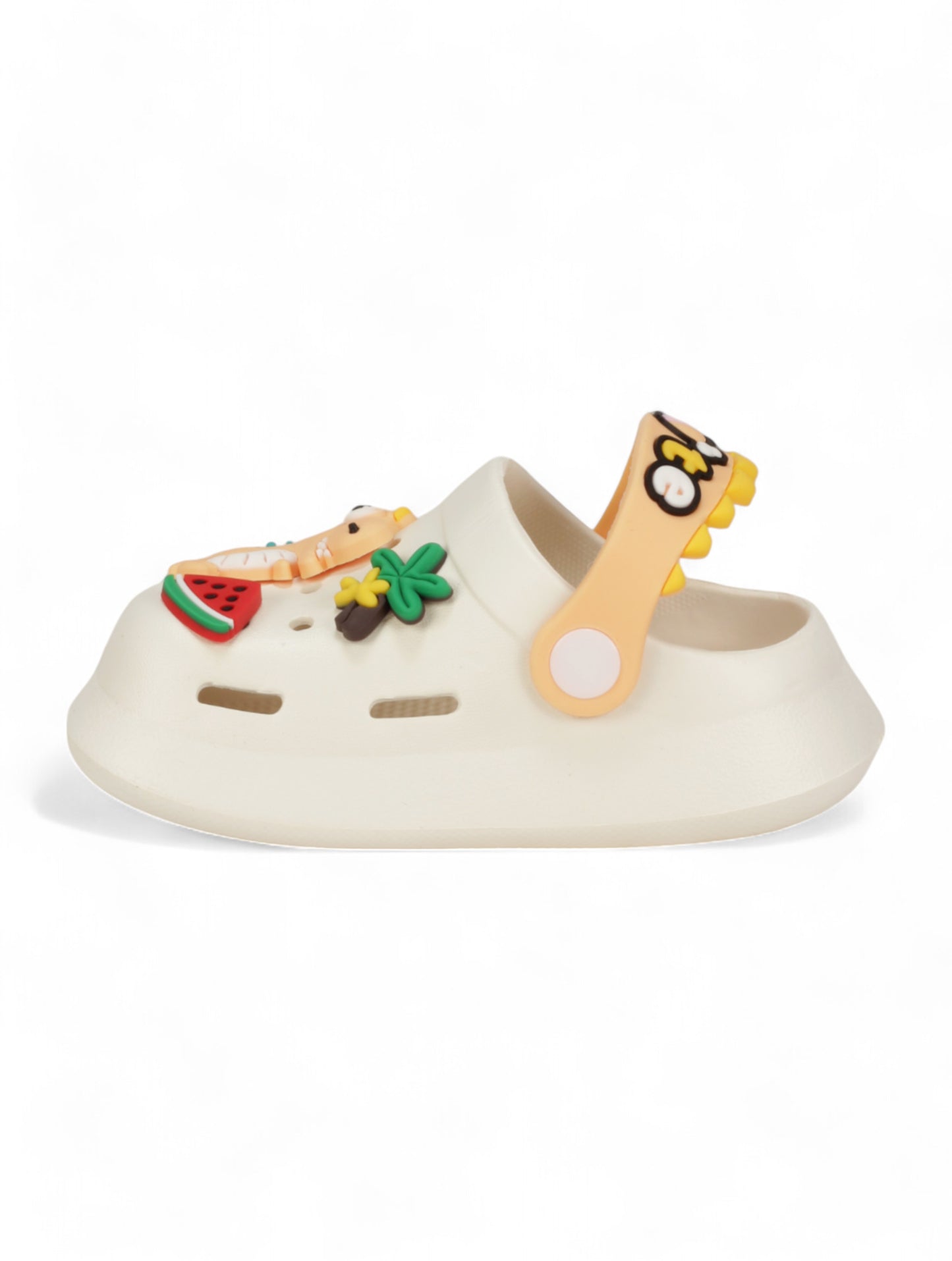Crocodile Applique Anti-Slip Clogs - Cream