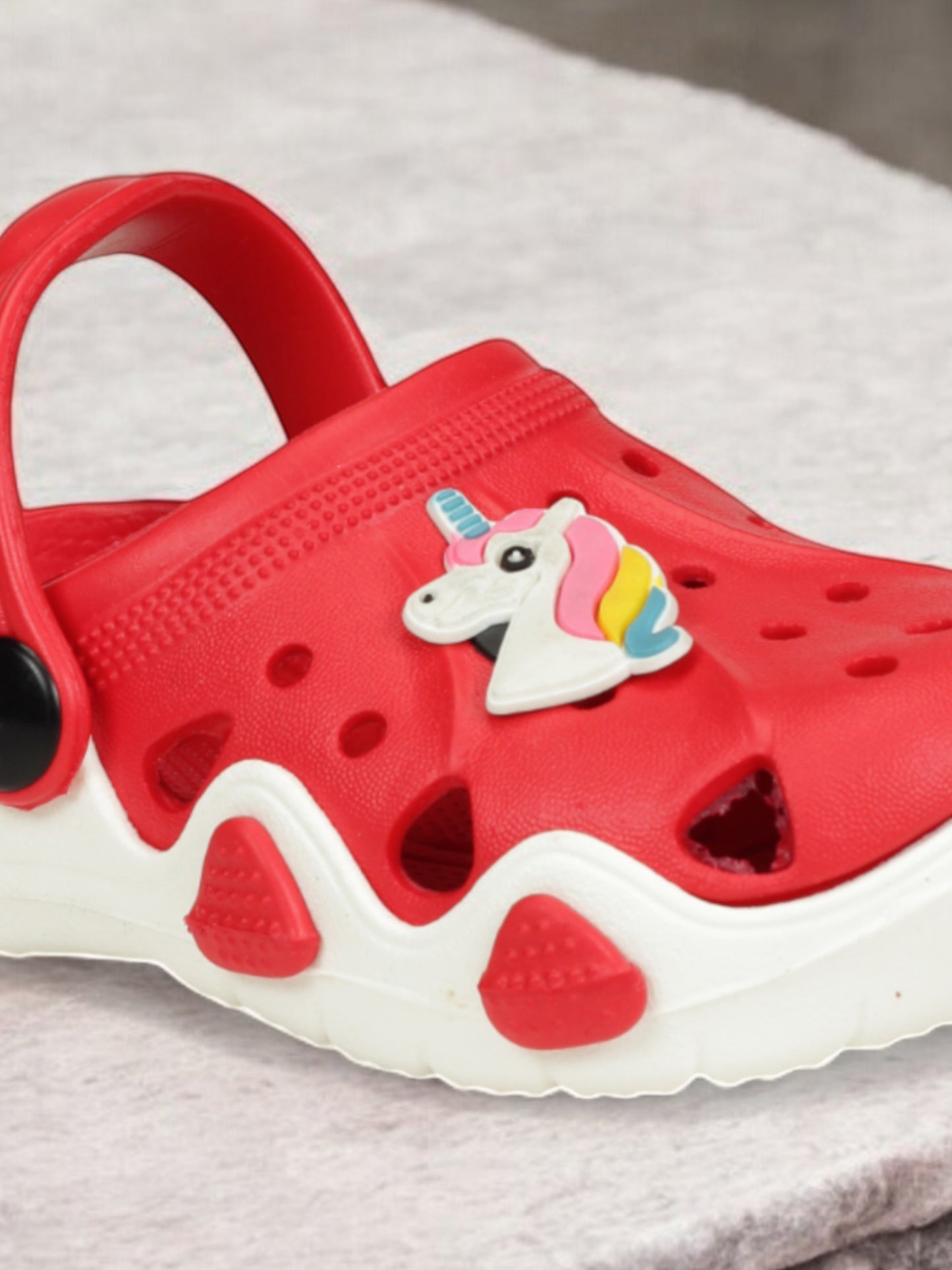 Unicorn Applique Anti-Slip Clogs - Red