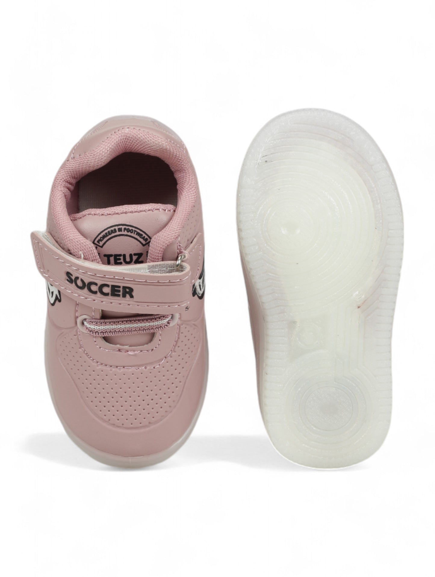 Casual Velcro Shoes With Led Light - Peach