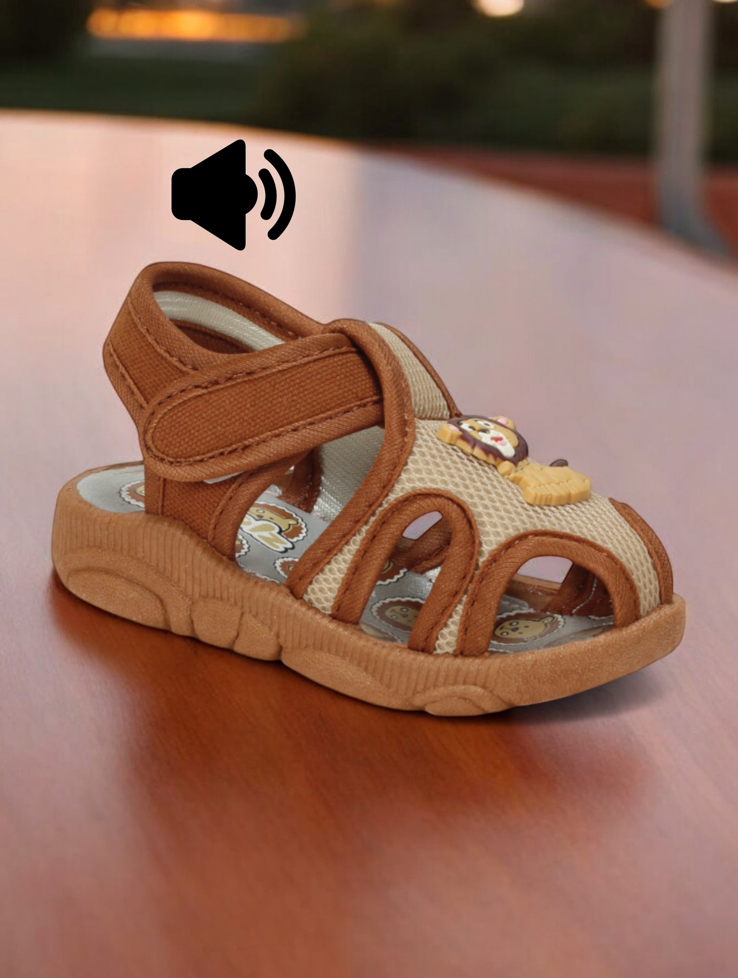 Musical Chu Chu Sandals With Velcro Closing - Brown
