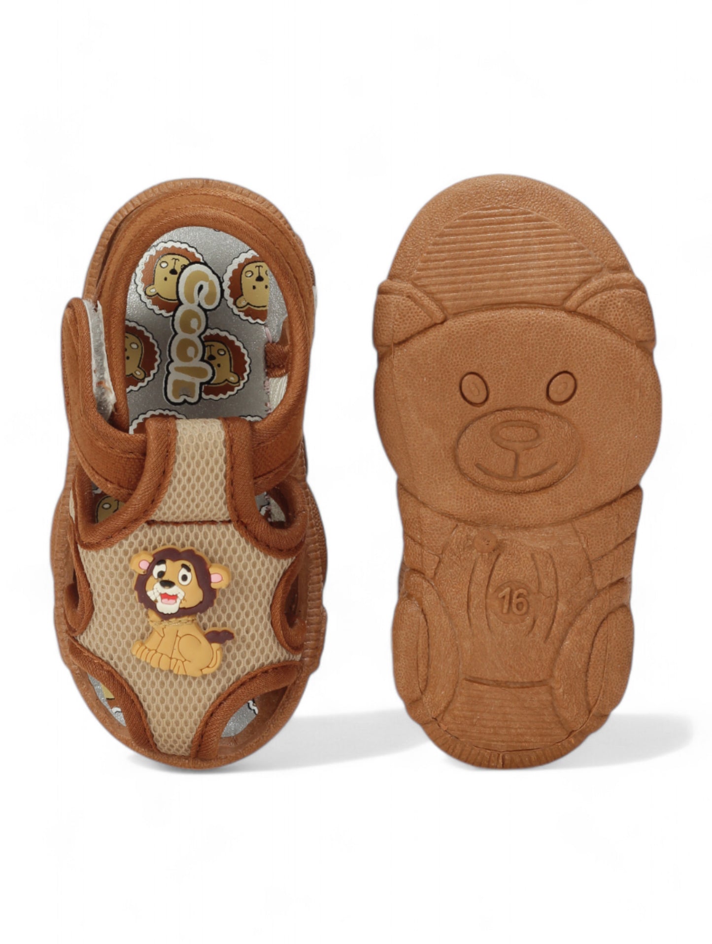 Musical Chu Chu Sandals With Velcro Closing - Brown