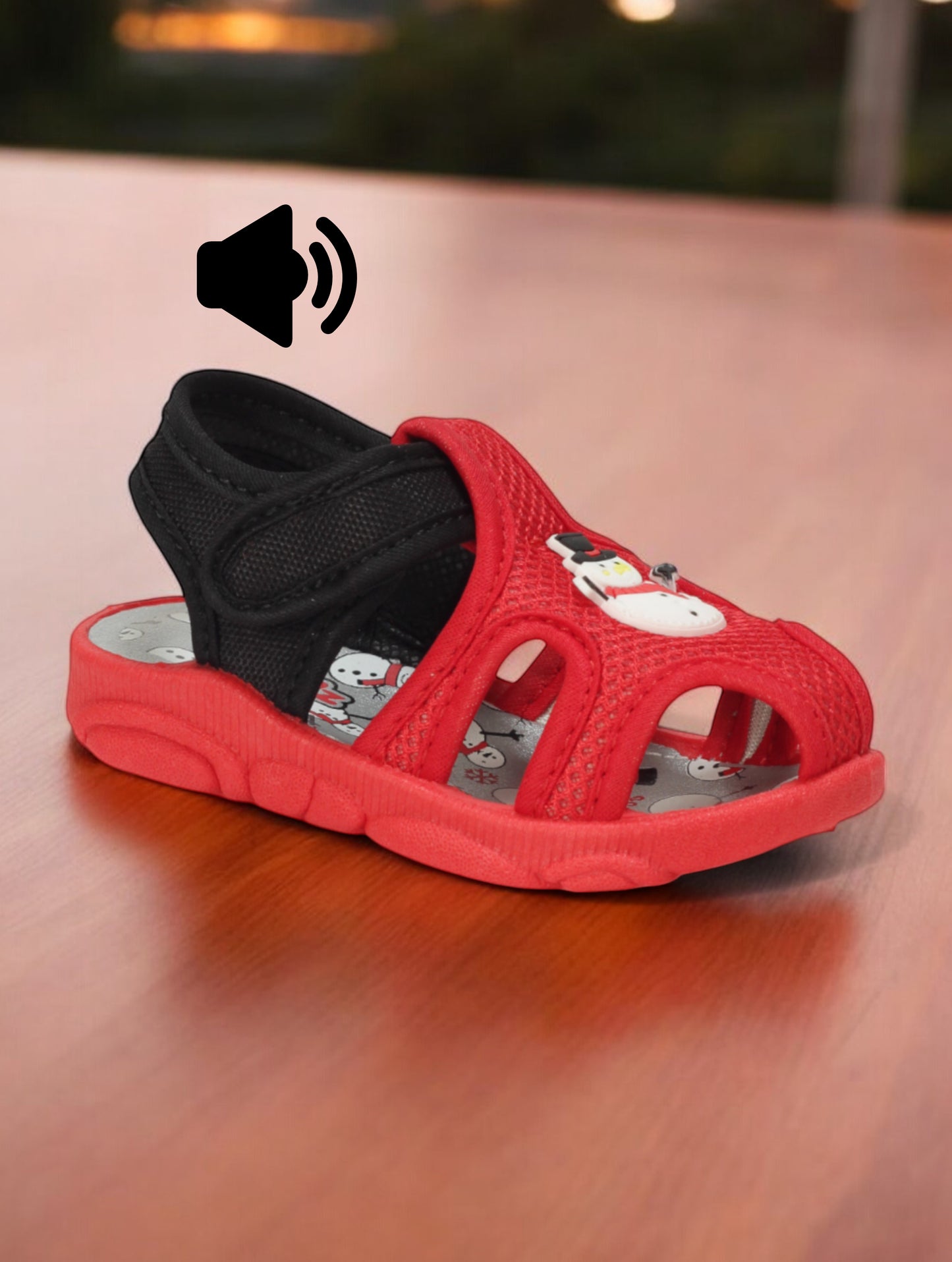 Musical Chu Chu Sandals With Velcro Closing - Red