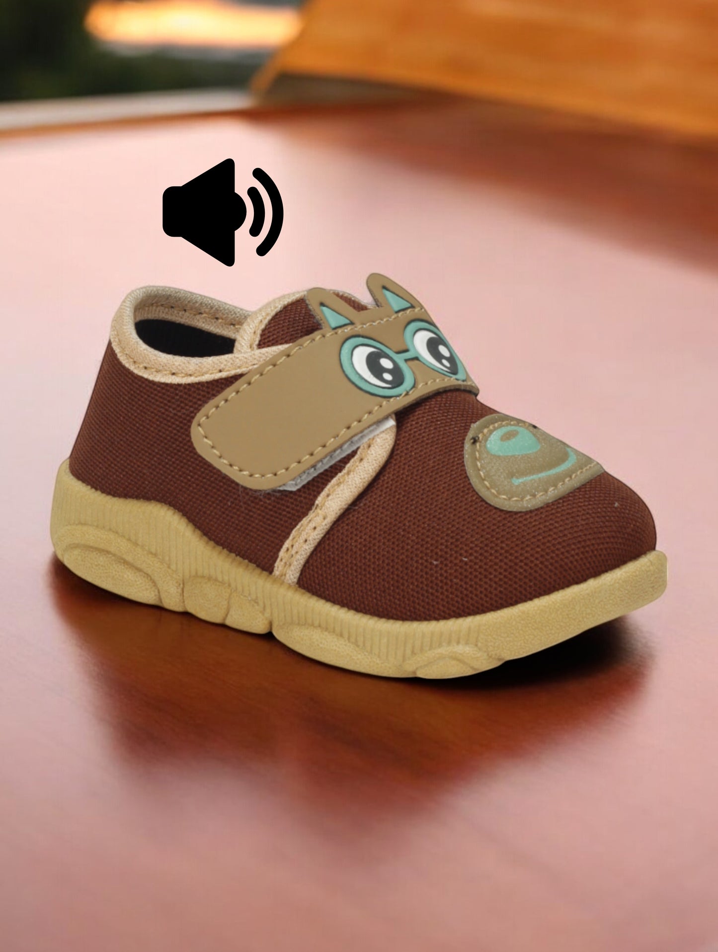 Musical Chu Chu Shoes With Velcro Closing - Brown