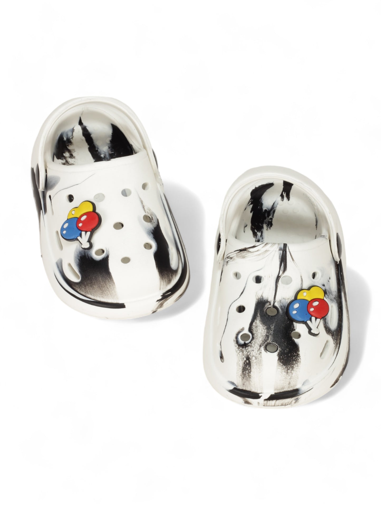 Marble Look Balloon Applique Anti-Slip Clogs - White