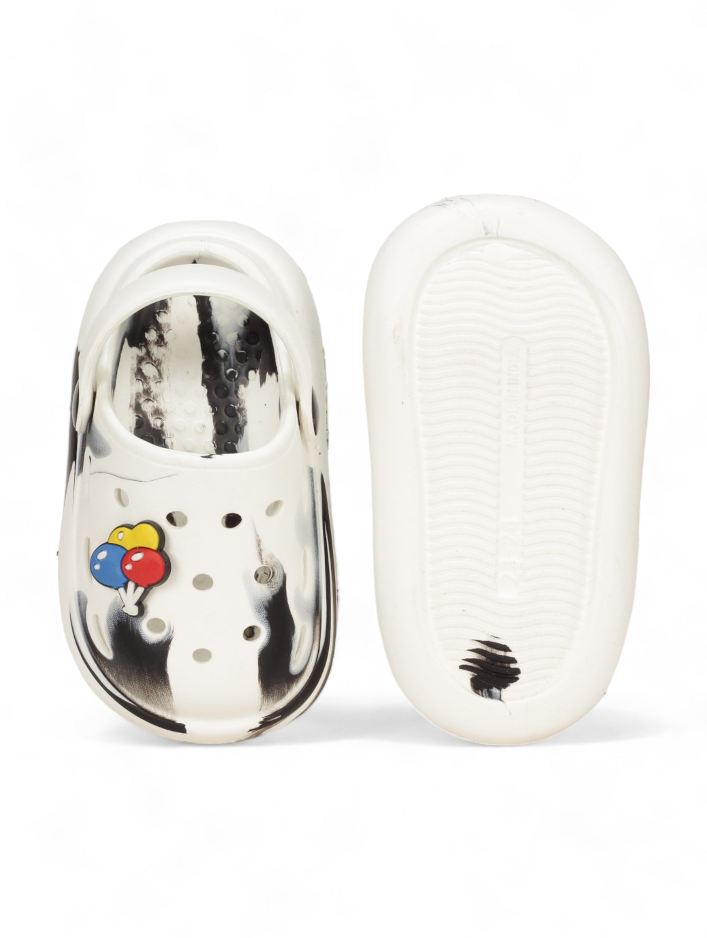 Marble Look Balloon Applique Anti-Slip Clogs - White