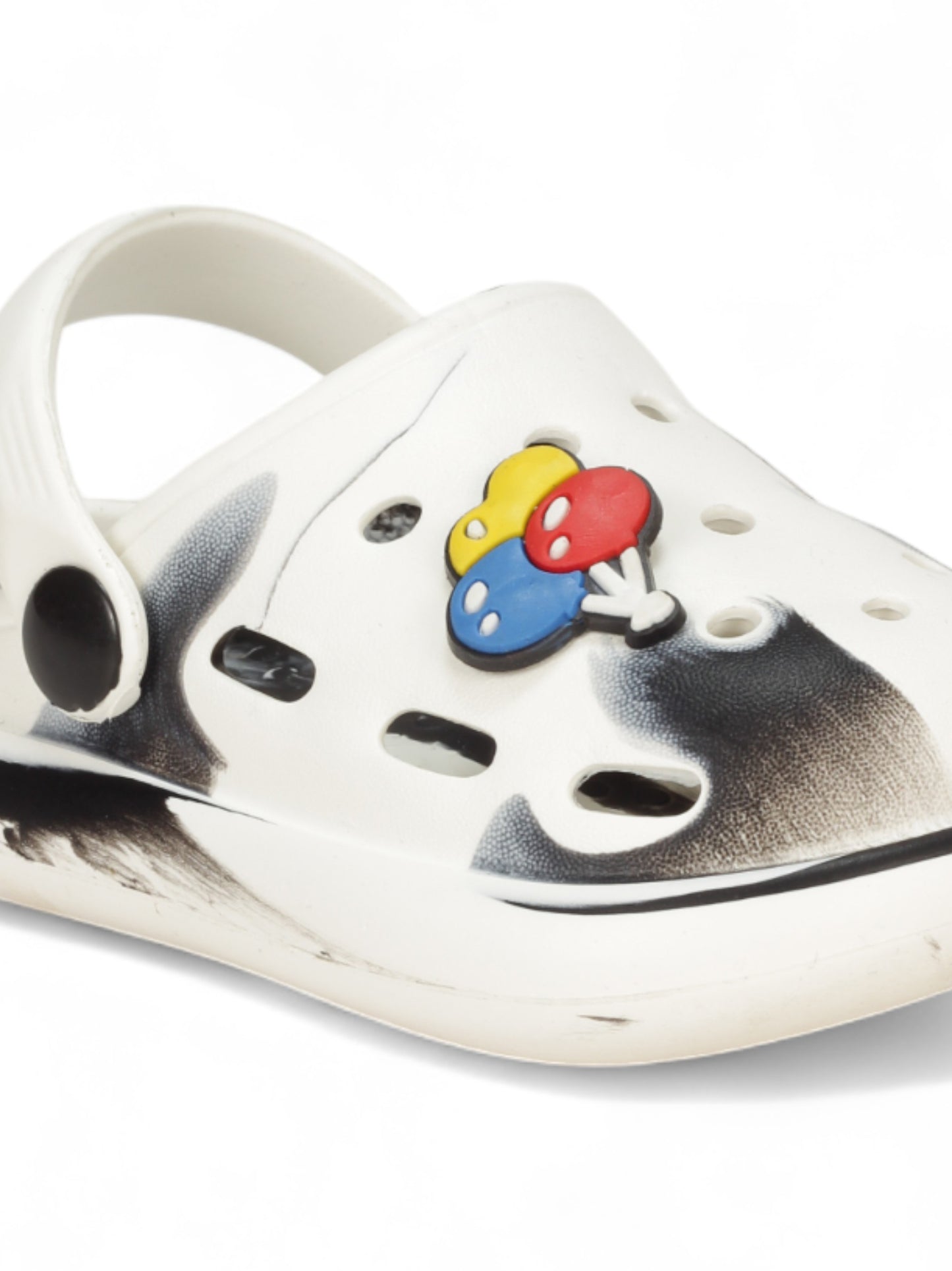 Marble Look Balloon Applique Anti-Slip Clogs - White
