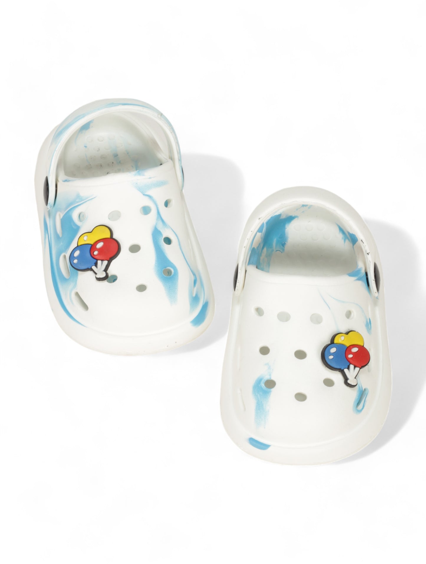 Marble Look Balloon Applique Anti-Slip Clogs - White