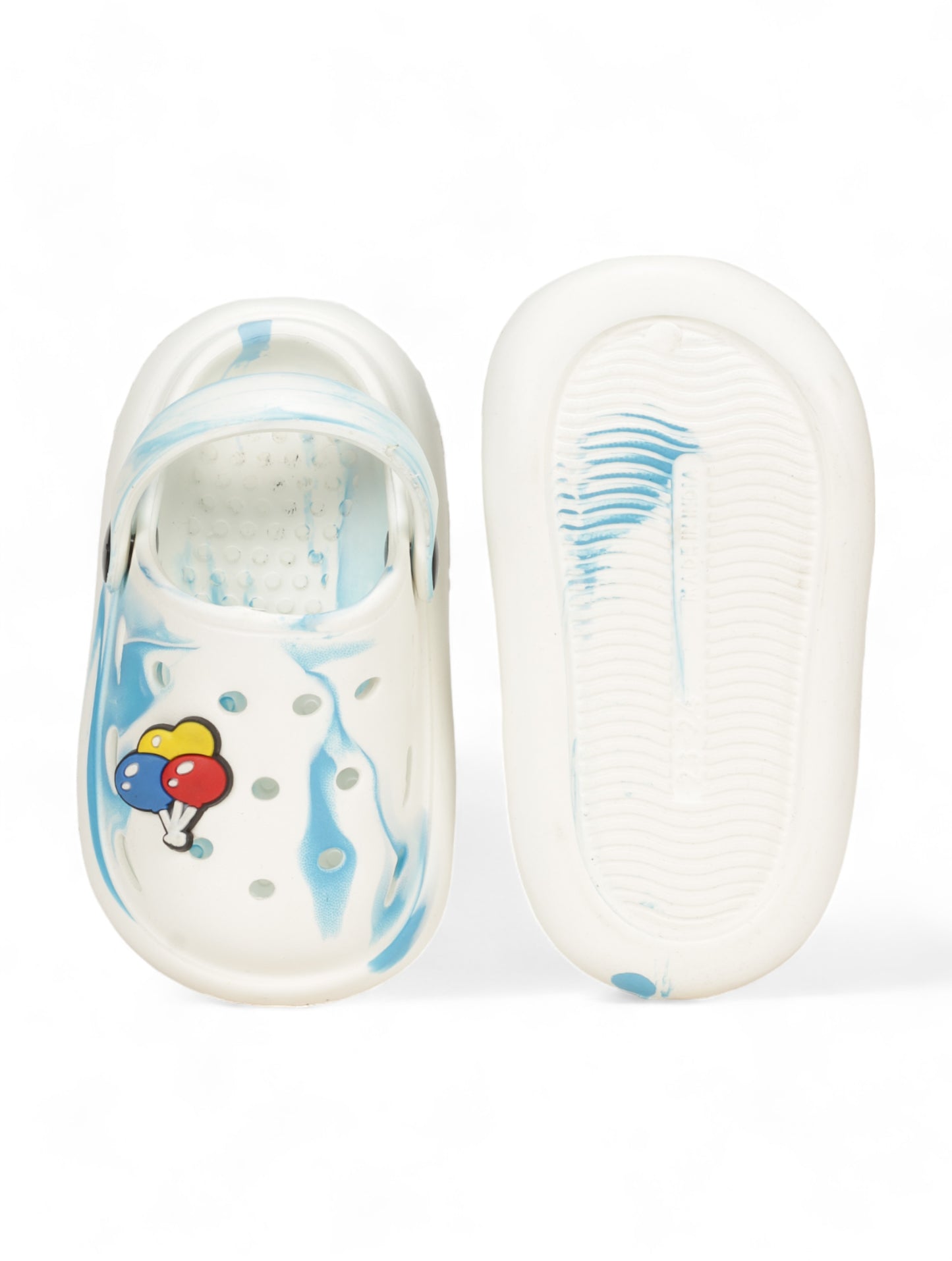 Marble Look Balloon Applique Anti-Slip Clogs - White