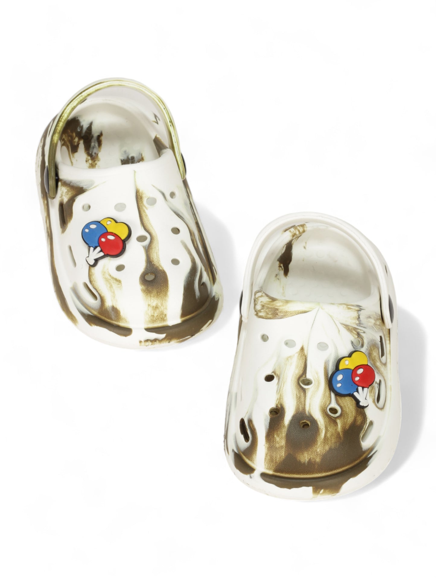 Marble Look Balloon Applique Anti-Slip Clogs - White