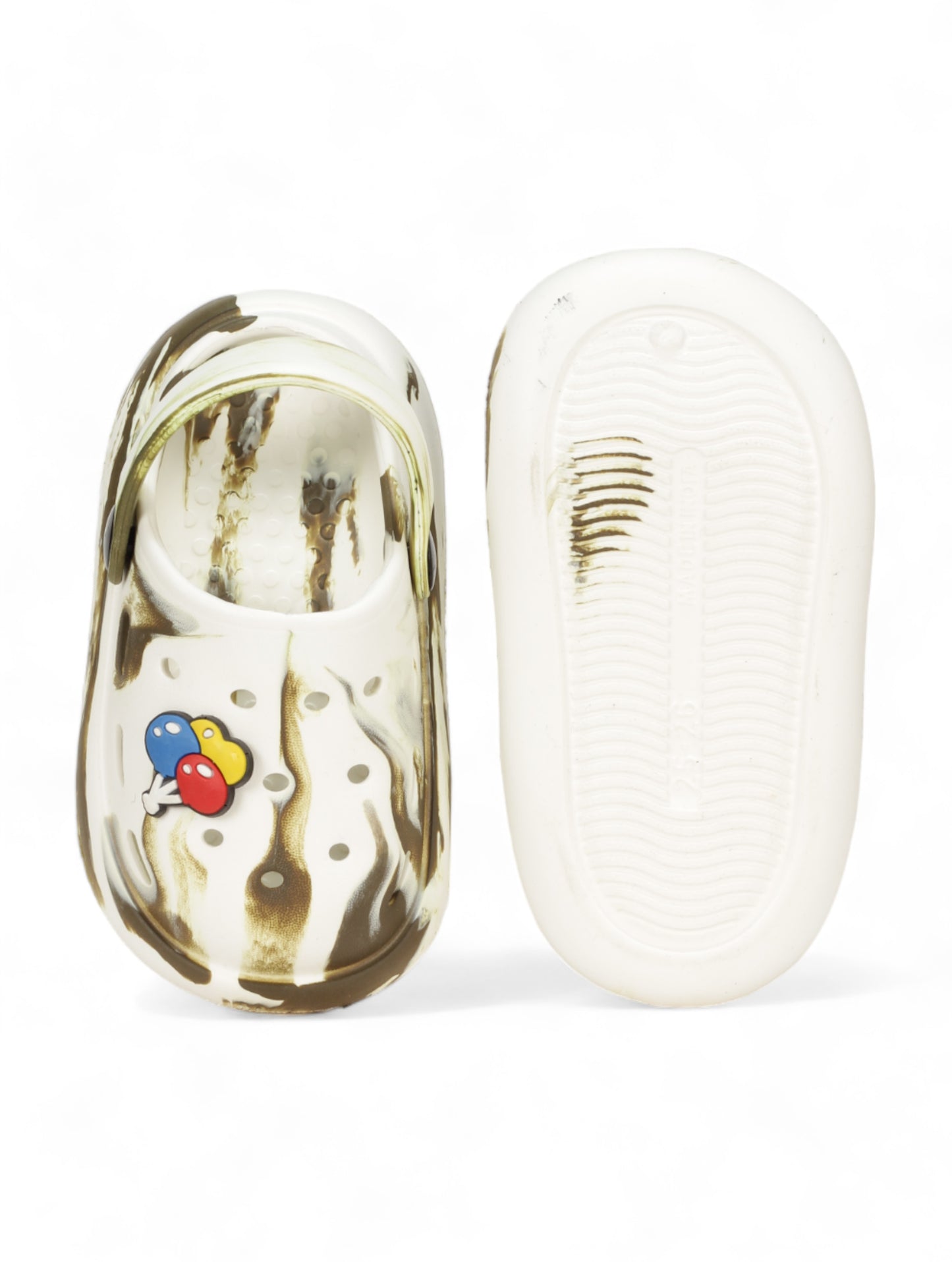 Marble Look Balloon Applique Anti-Slip Clogs - White