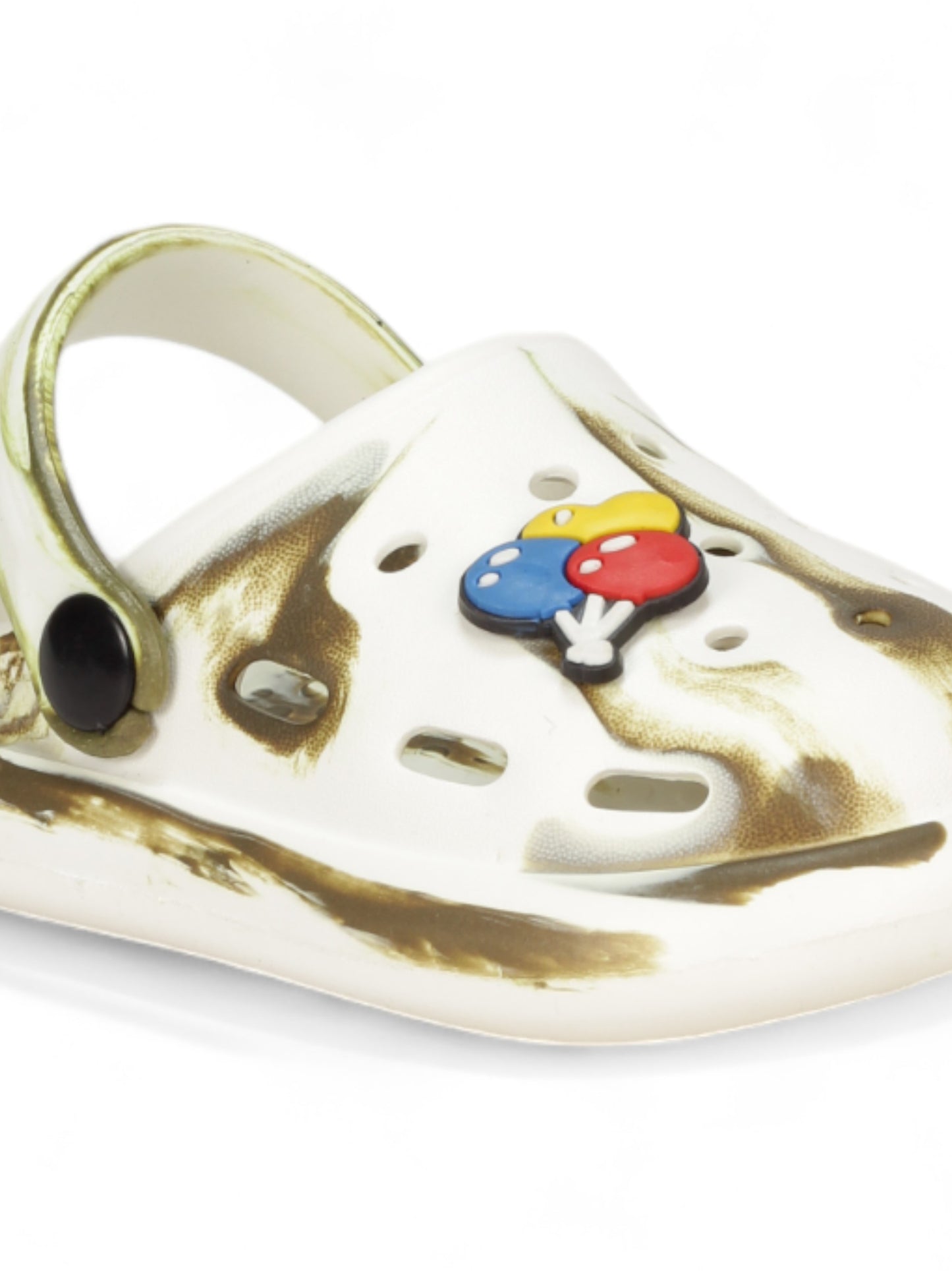 Marble Look Balloon Applique Anti-Slip Clogs - White