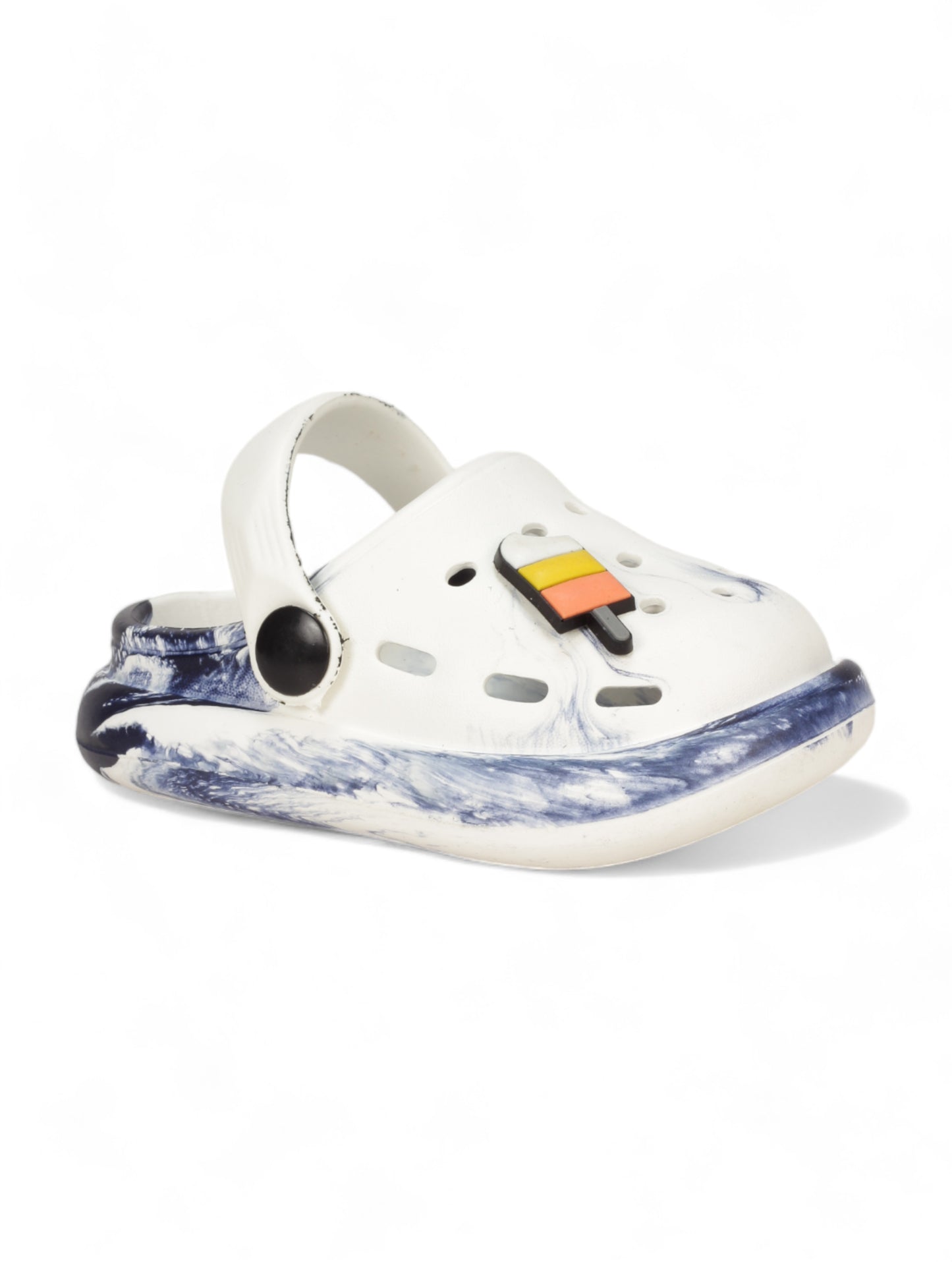 Marble Look Ice Cream Applique Anti-Slip Clogs - White