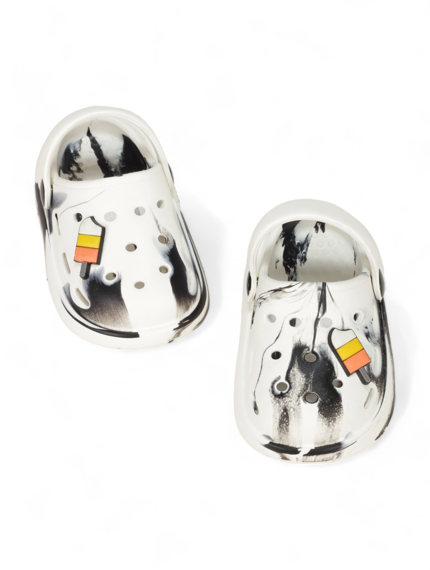 Marble Look Ice Cream Applique Anti-Slip Clogs - White