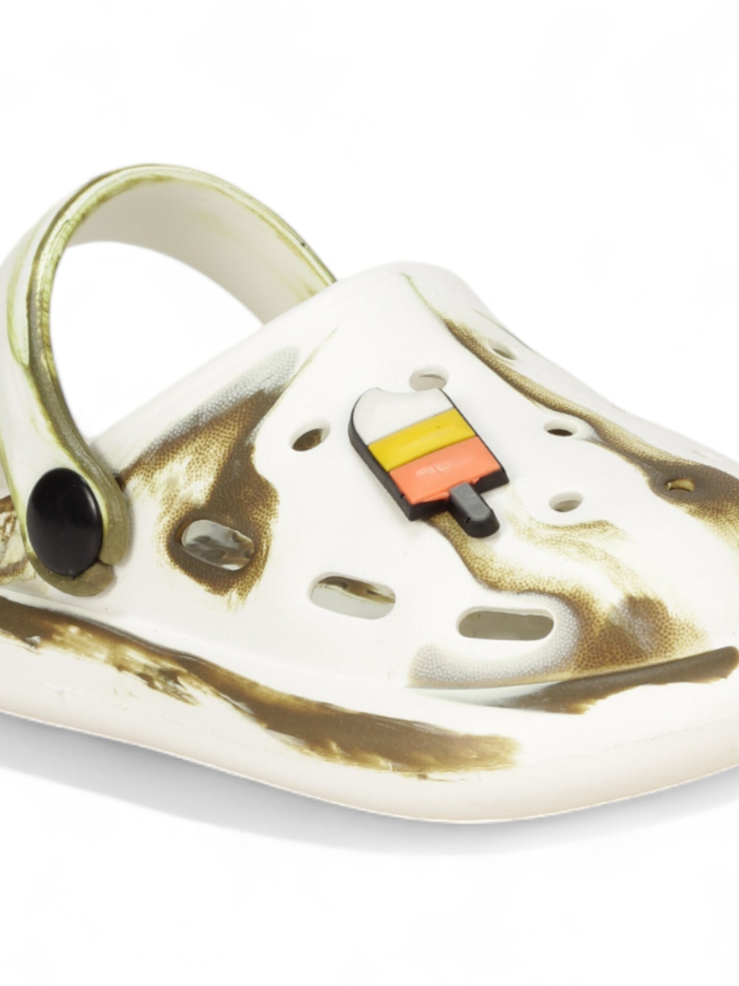 Marble Look Ice Cream Applique Anti-Slip Clogs - White