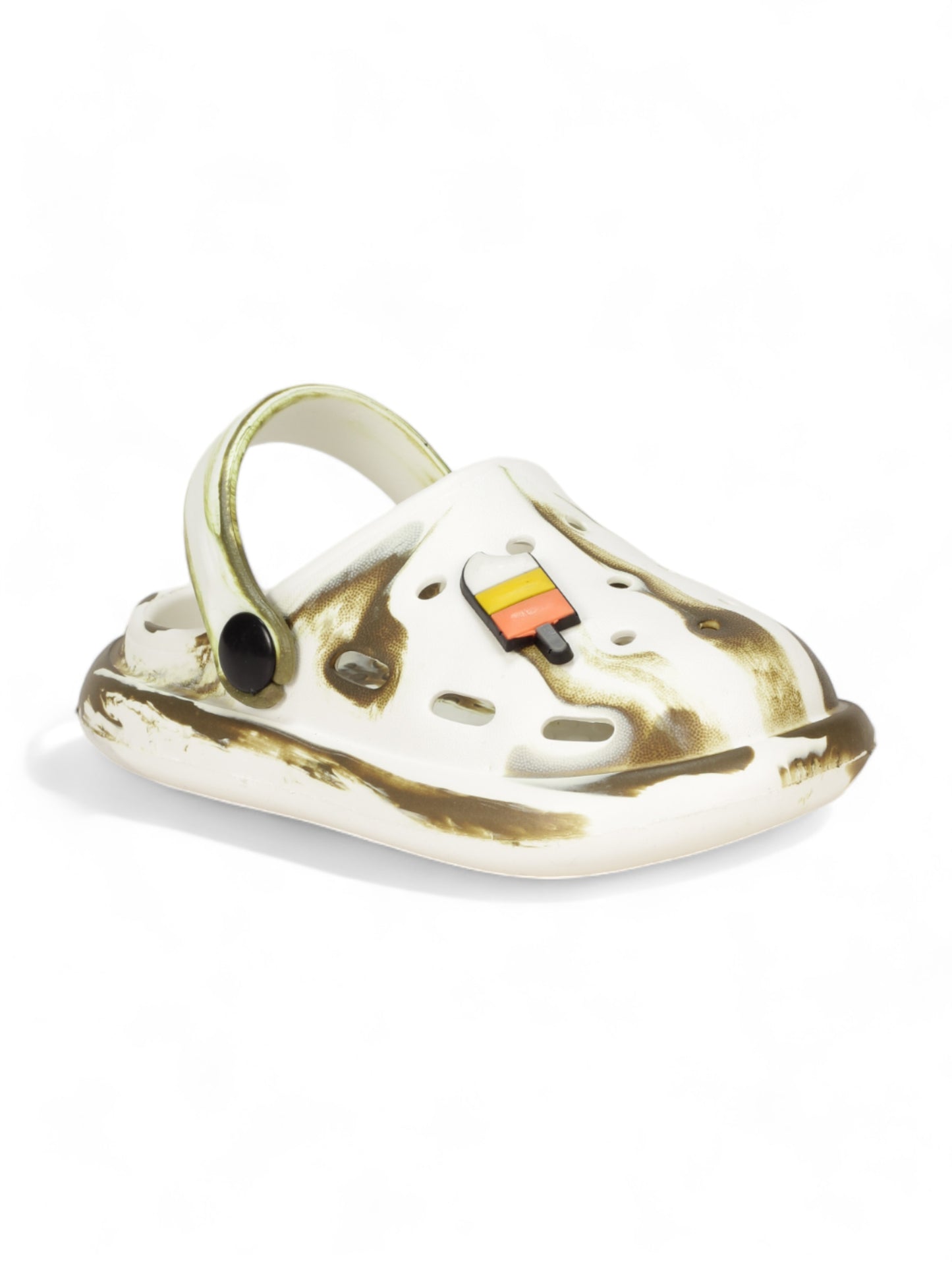 Marble Look Ice Cream Applique Anti-Slip Clogs - White
