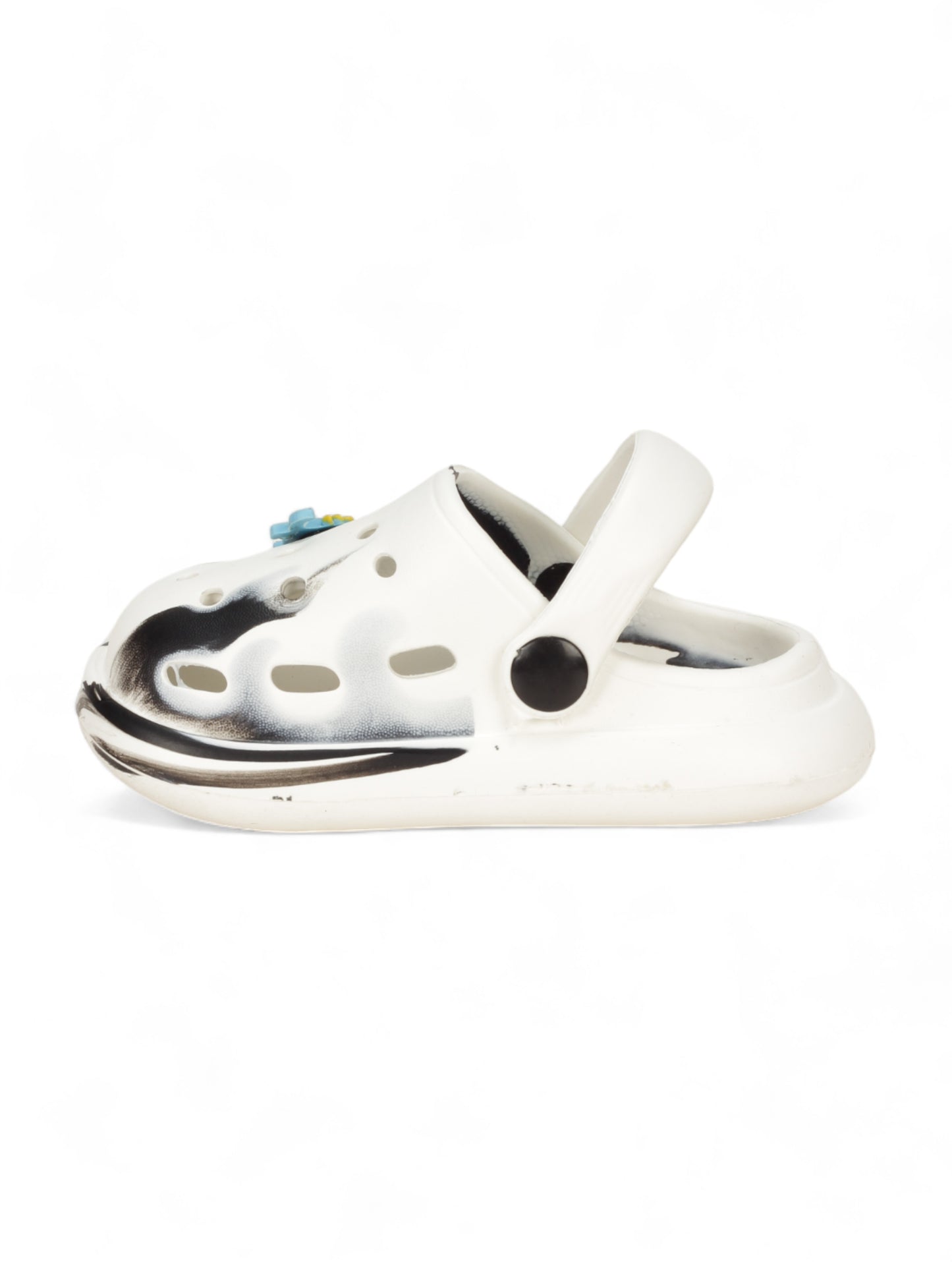 Marble Look Dinosaur Applique Anti-Slip Clogs - White