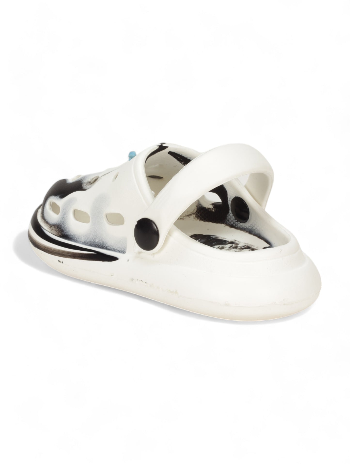 Marble Look Dinosaur Applique Anti-Slip Clogs - White