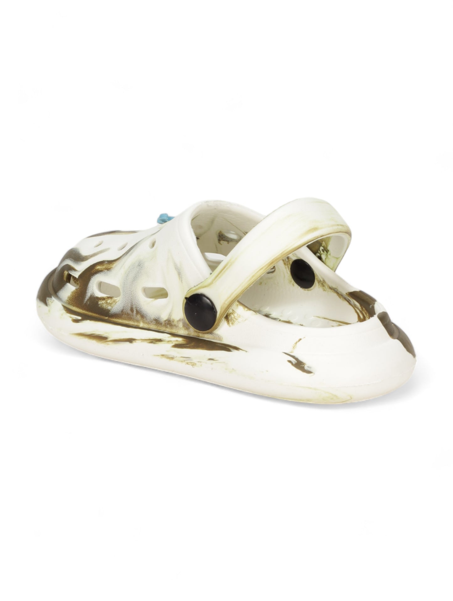Marble Look Dinosaur Applique Anti-Slip Clogs - White