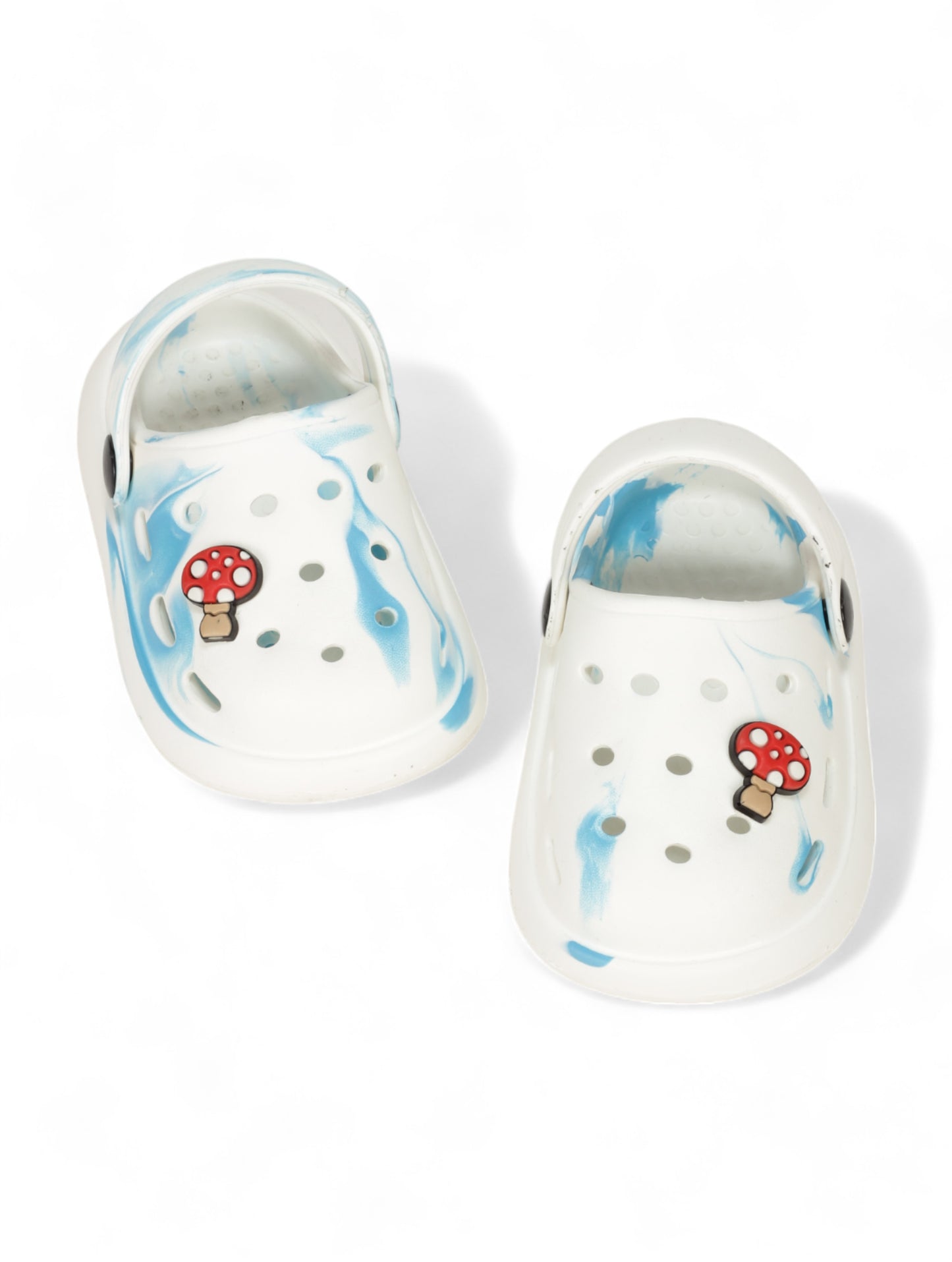 Marble Look Mushroom Applique Anti-Slip Clogs - White