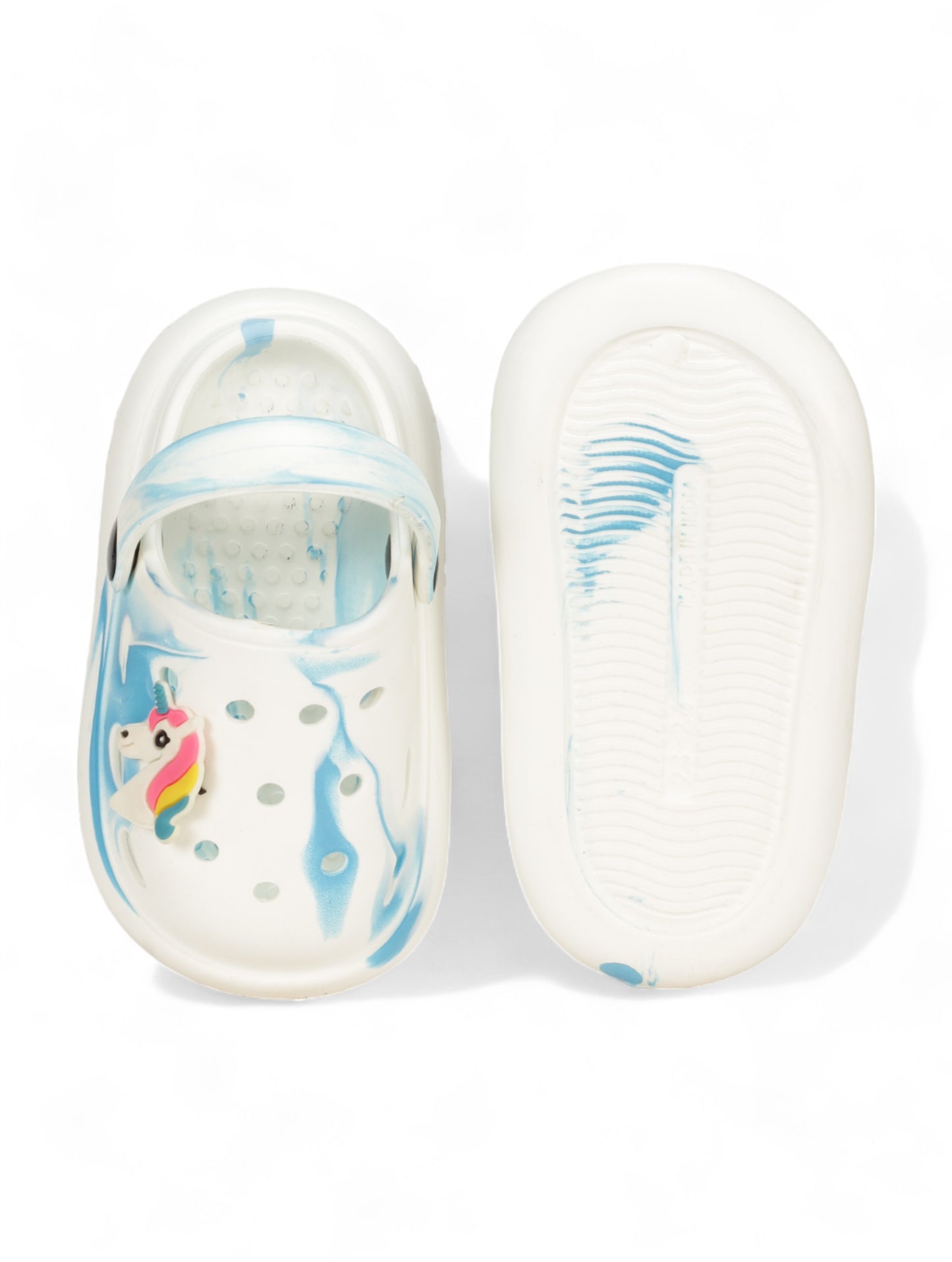 Marble Look Unicorn Applique Anti-Slip Clogs - White