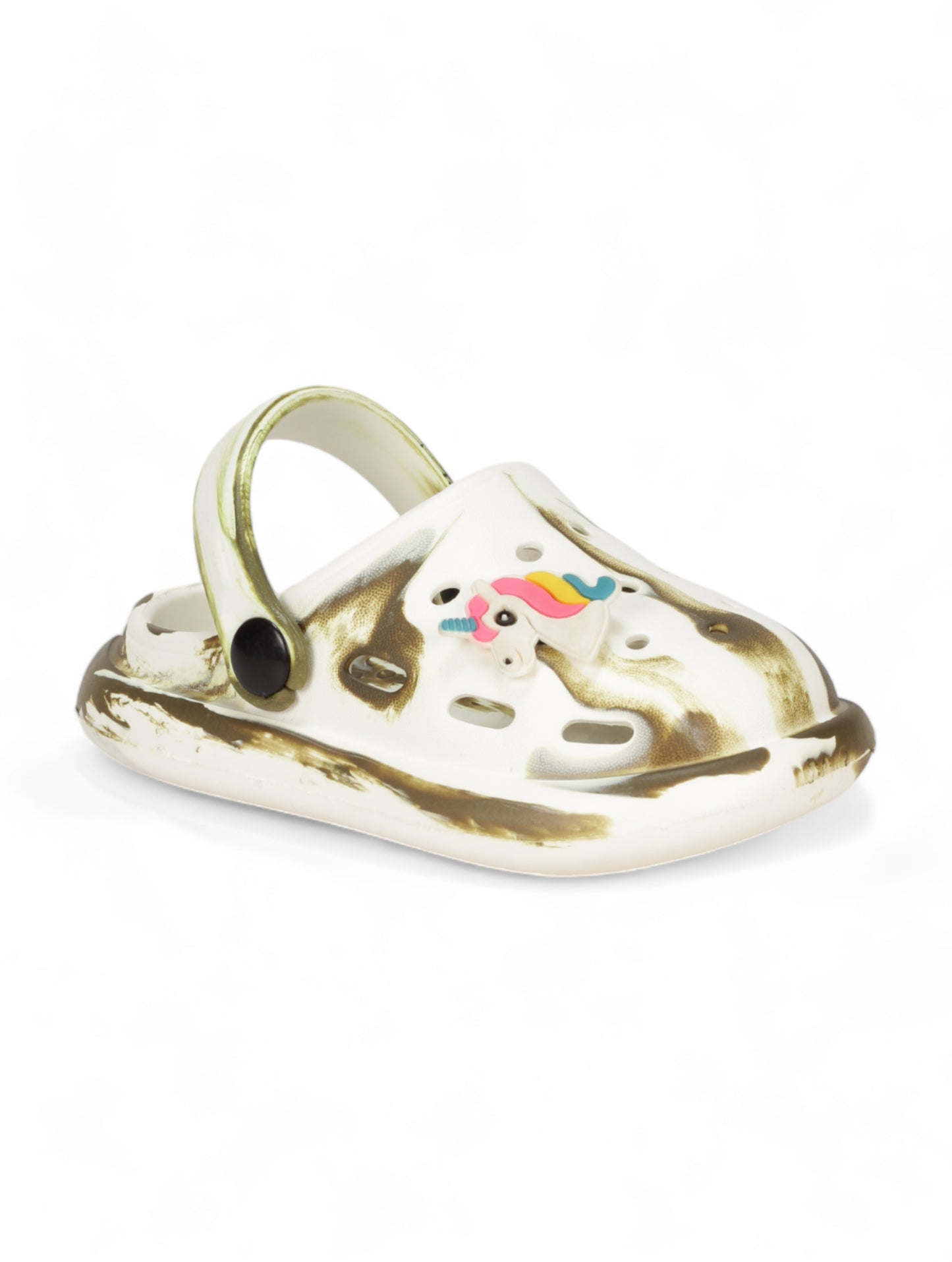 Marble Look Unicorn Applique Anti-Slip Clogs - White
