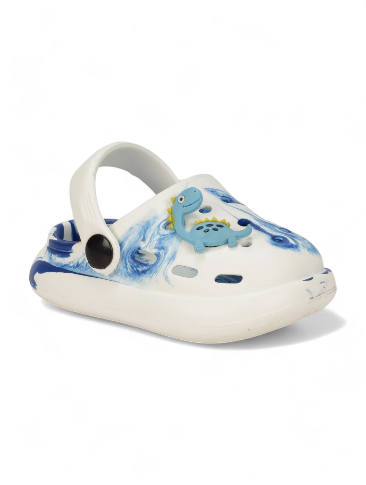 Marble Look Dinosaur Applique Anti-Slip Clogs - White