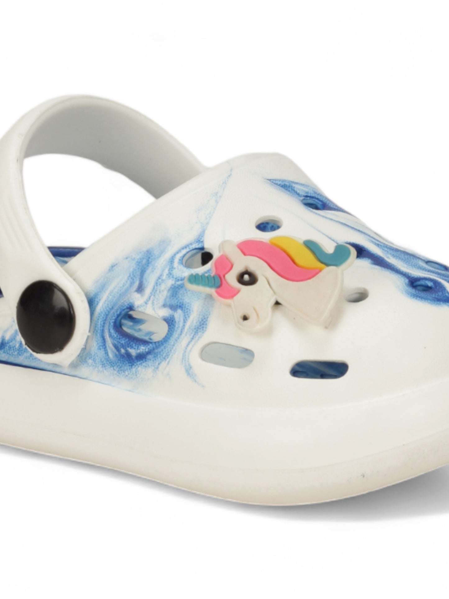 Marble Look Unicorn Applique Anti-Slip Clogs - White