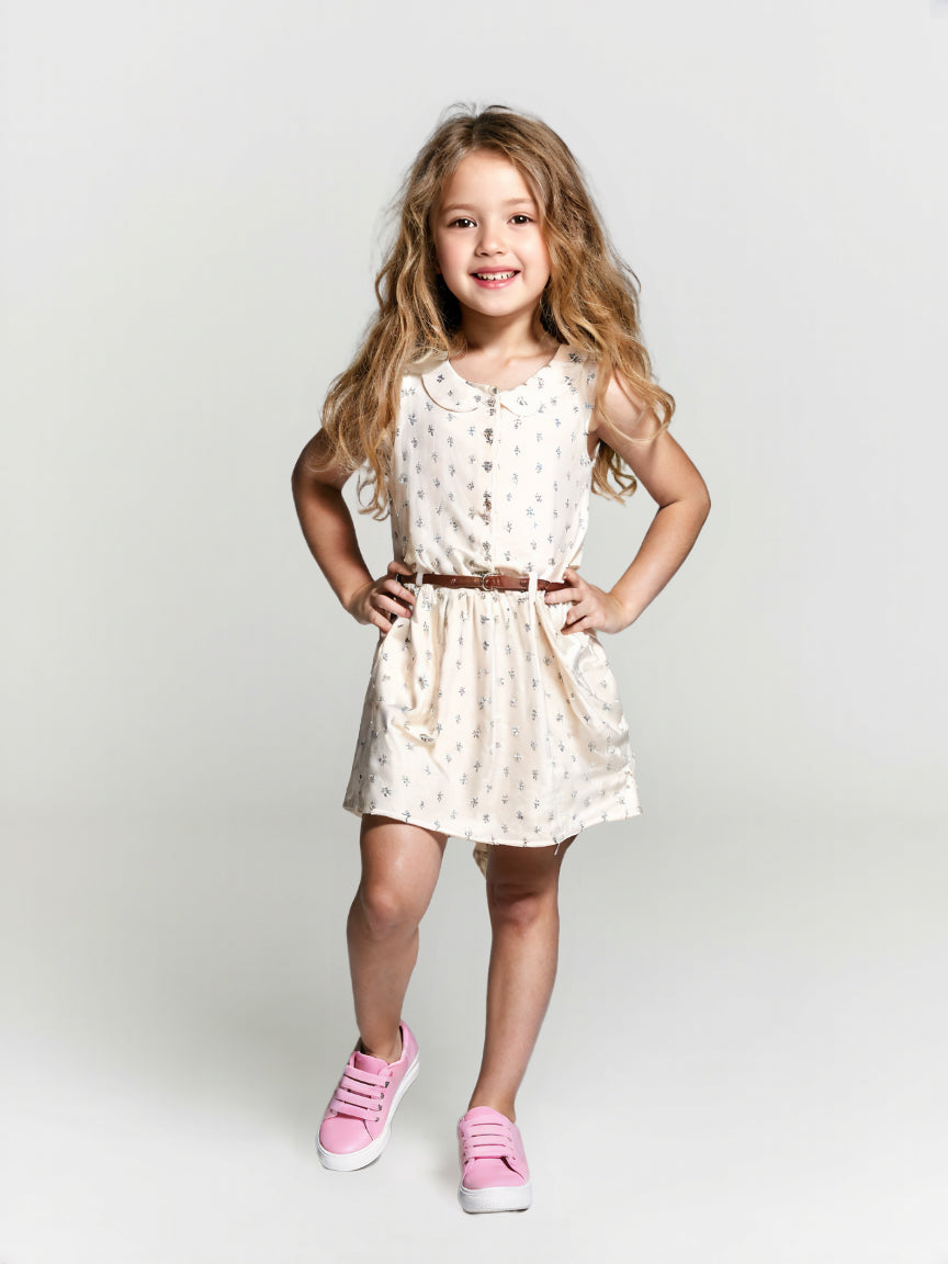 Printed Cotton Frock - White