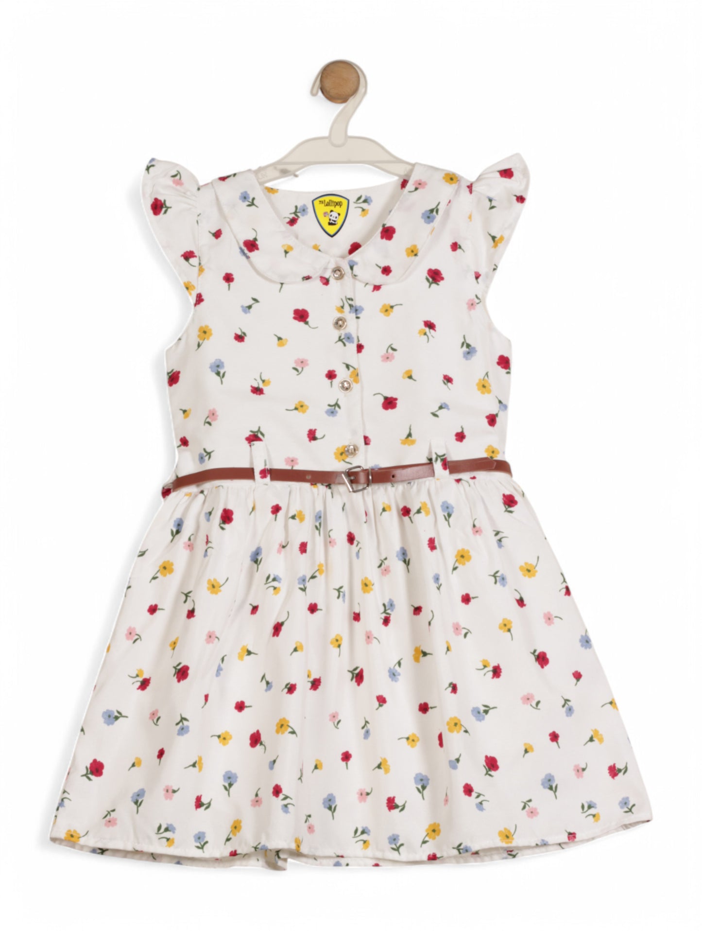 Printed Floral Cotton Frock - White