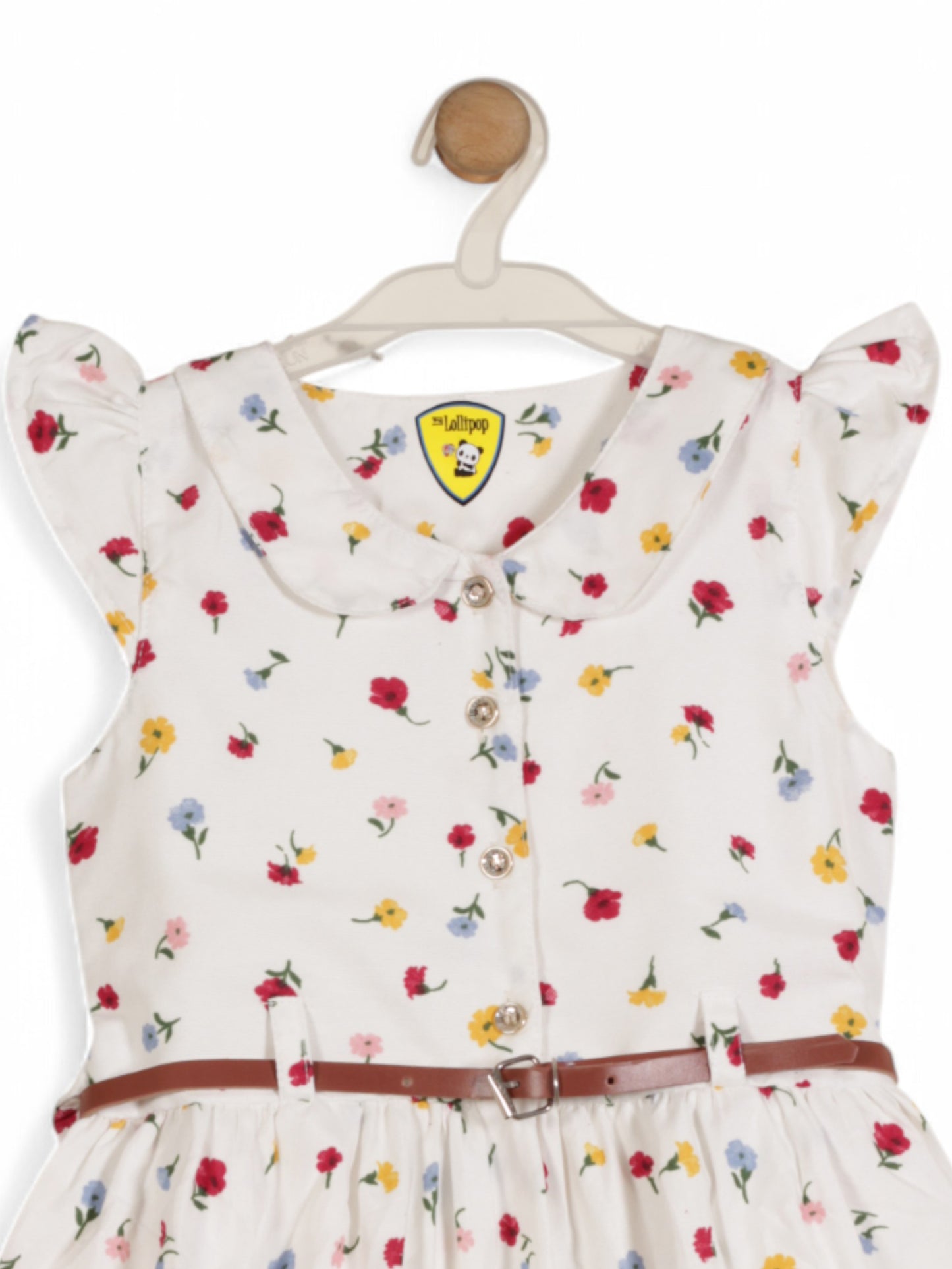 Printed Floral Cotton Frock - White