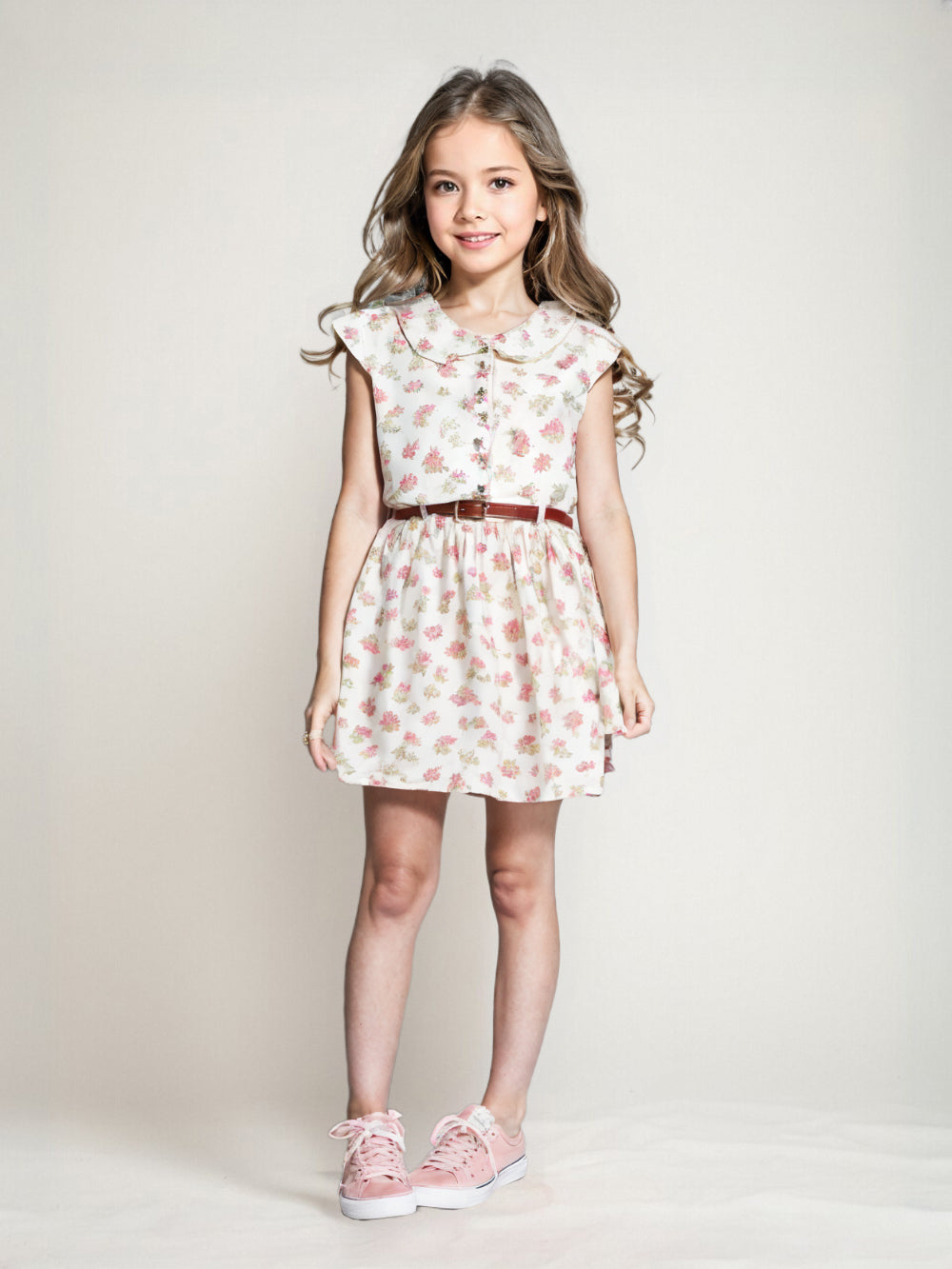 Printed Floral Cotton Frock - White