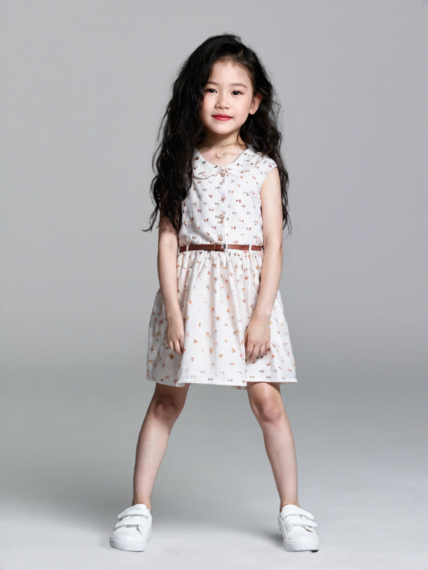 Printed Floral Cotton Frock - White