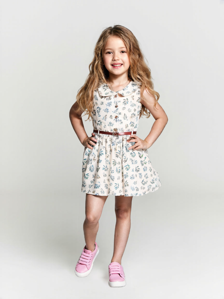 Printed Floral Cotton Frock - White