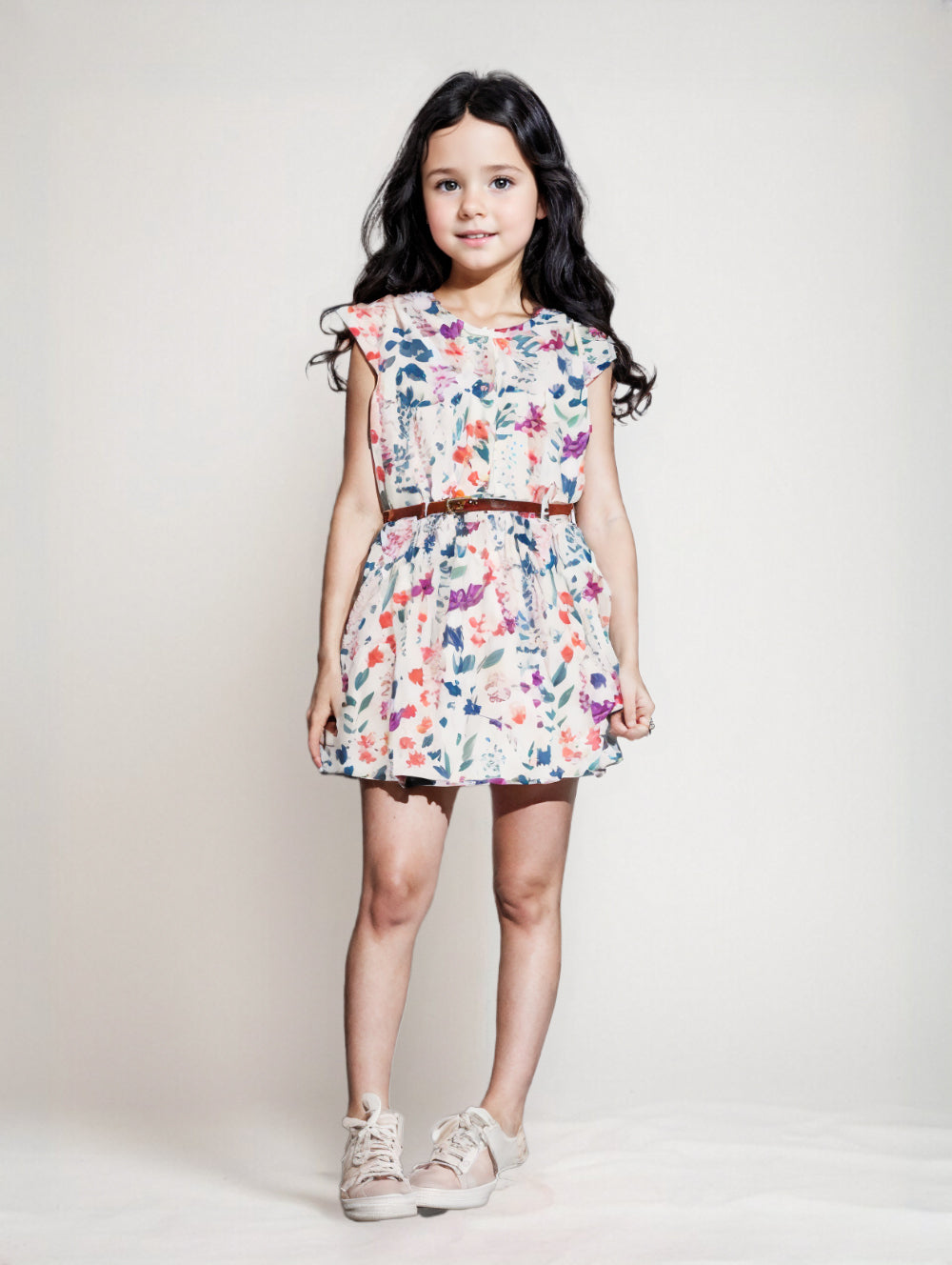 Printed Floral Cotton Frock - White