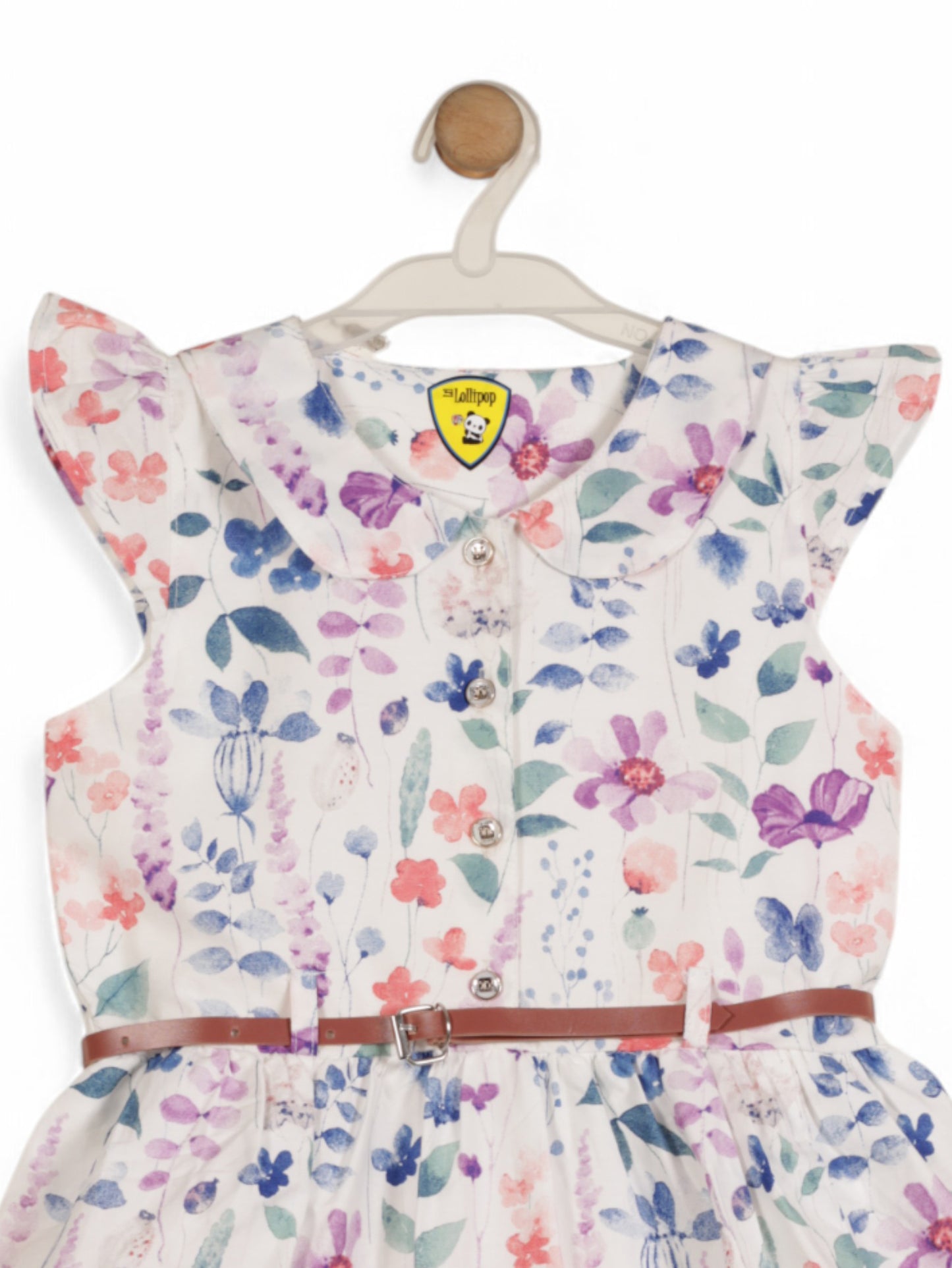 Printed Floral Cotton Frock - White