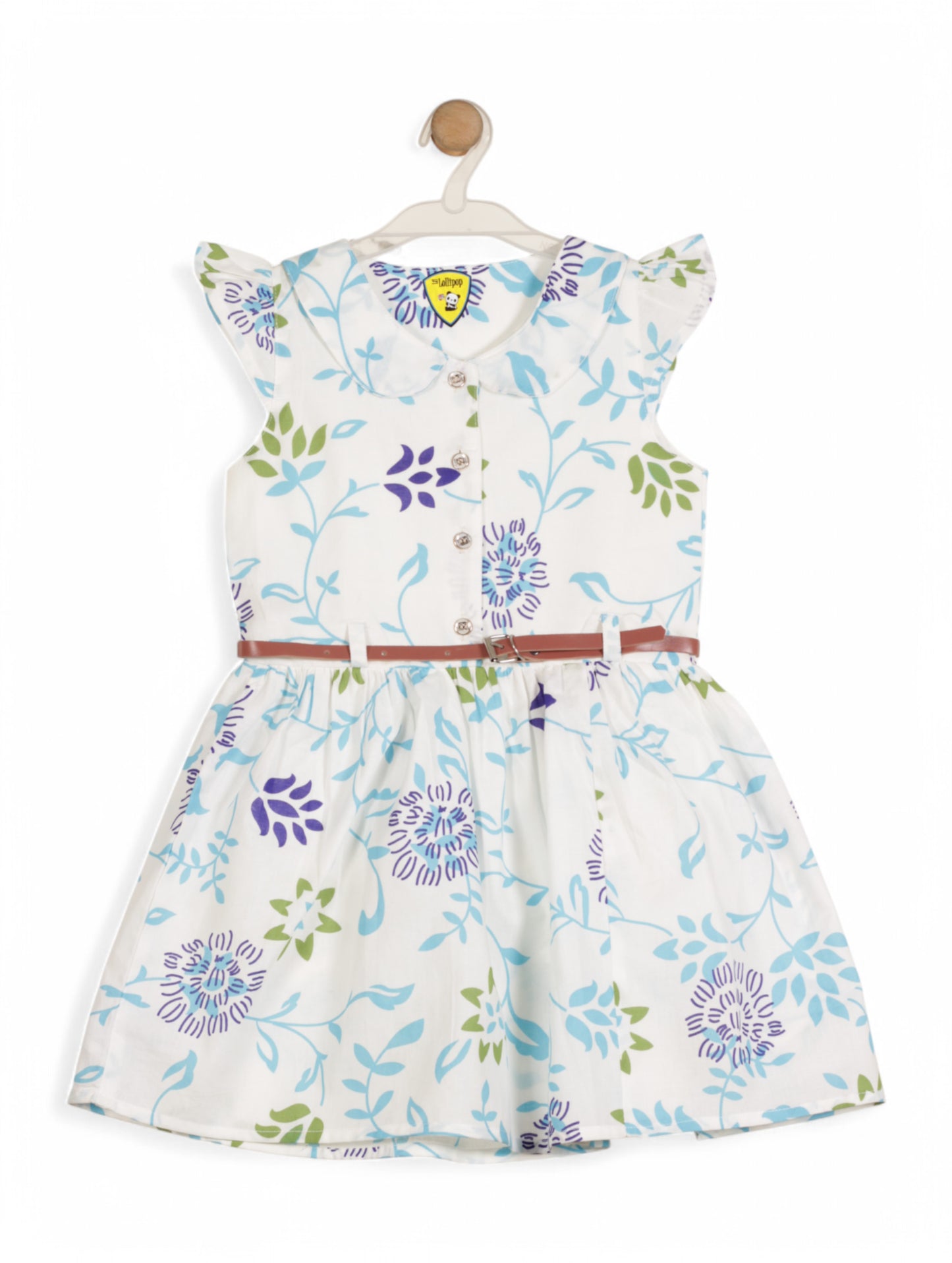 Printed Floral Cotton Frock - White