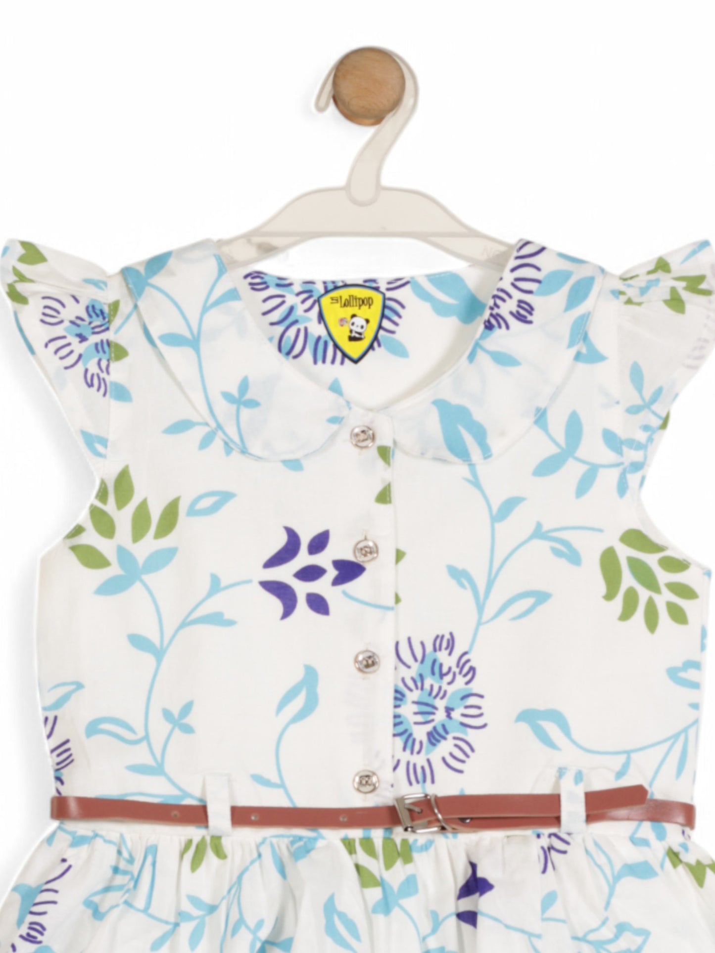 Printed Floral Cotton Frock - White