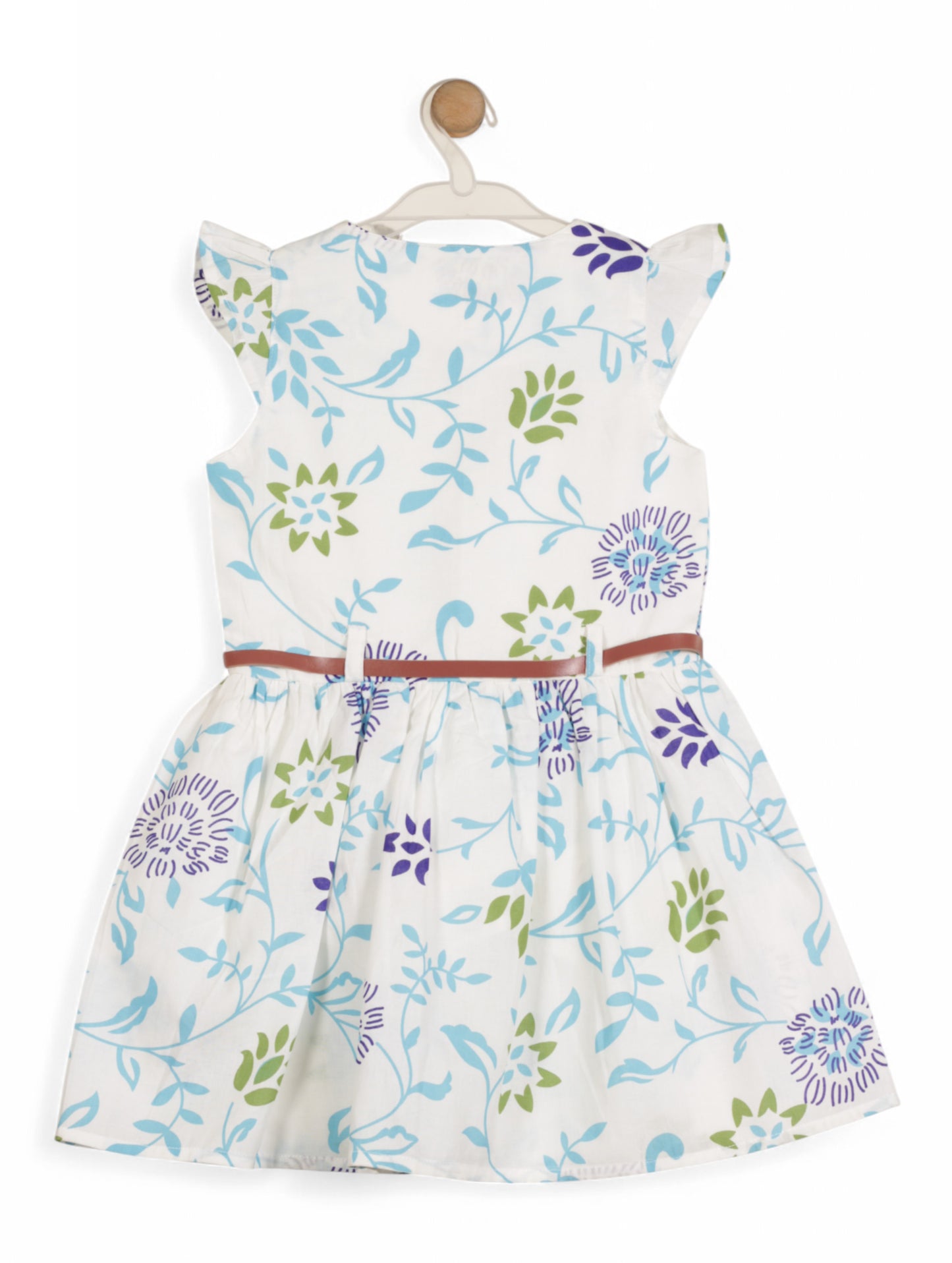Printed Floral Cotton Frock - White