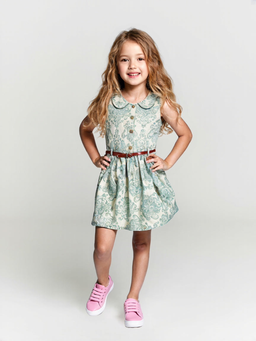Printed Floral Cotton Frock - Green
