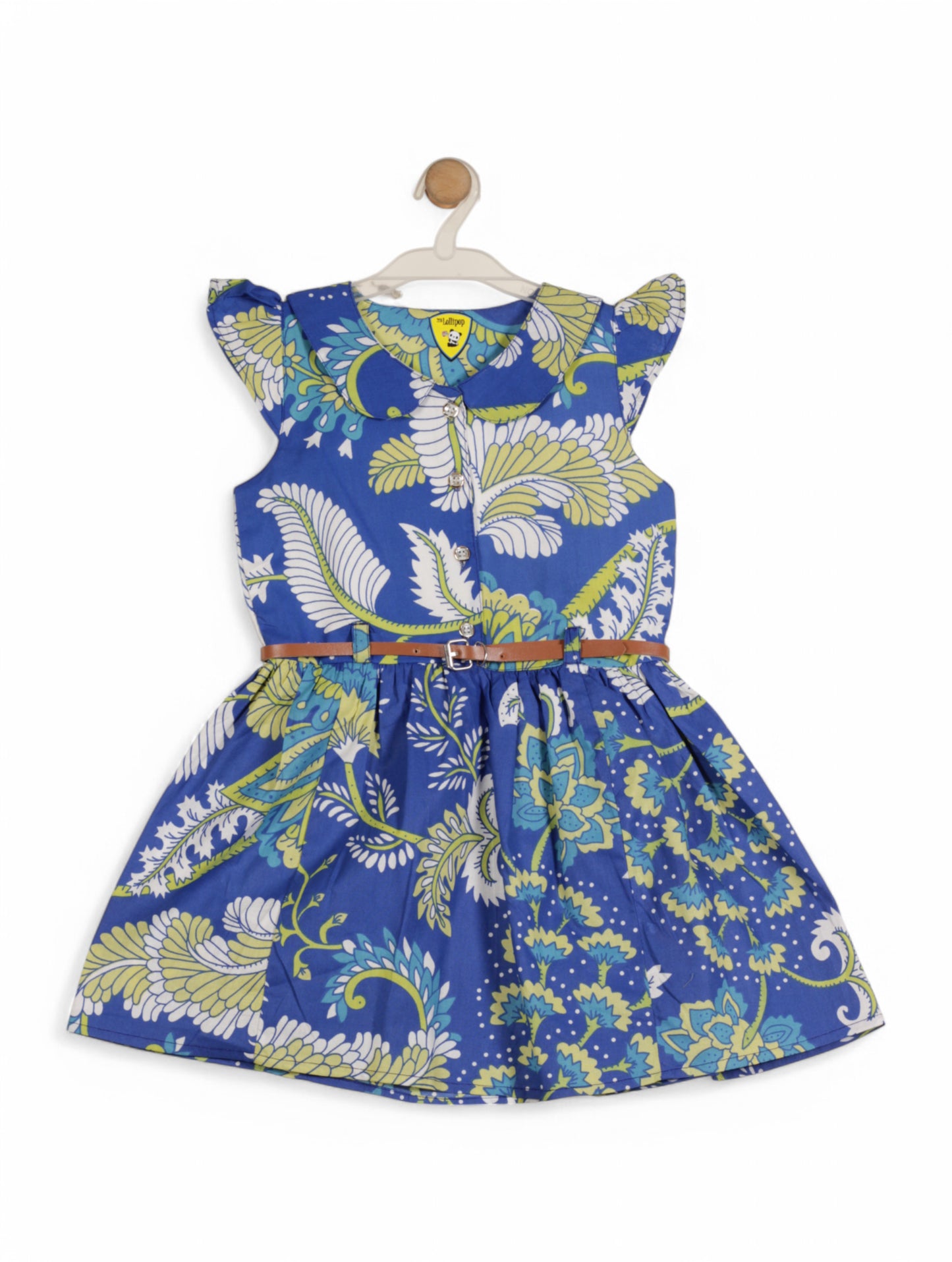 Printed Floral Cotton Frock - Blue