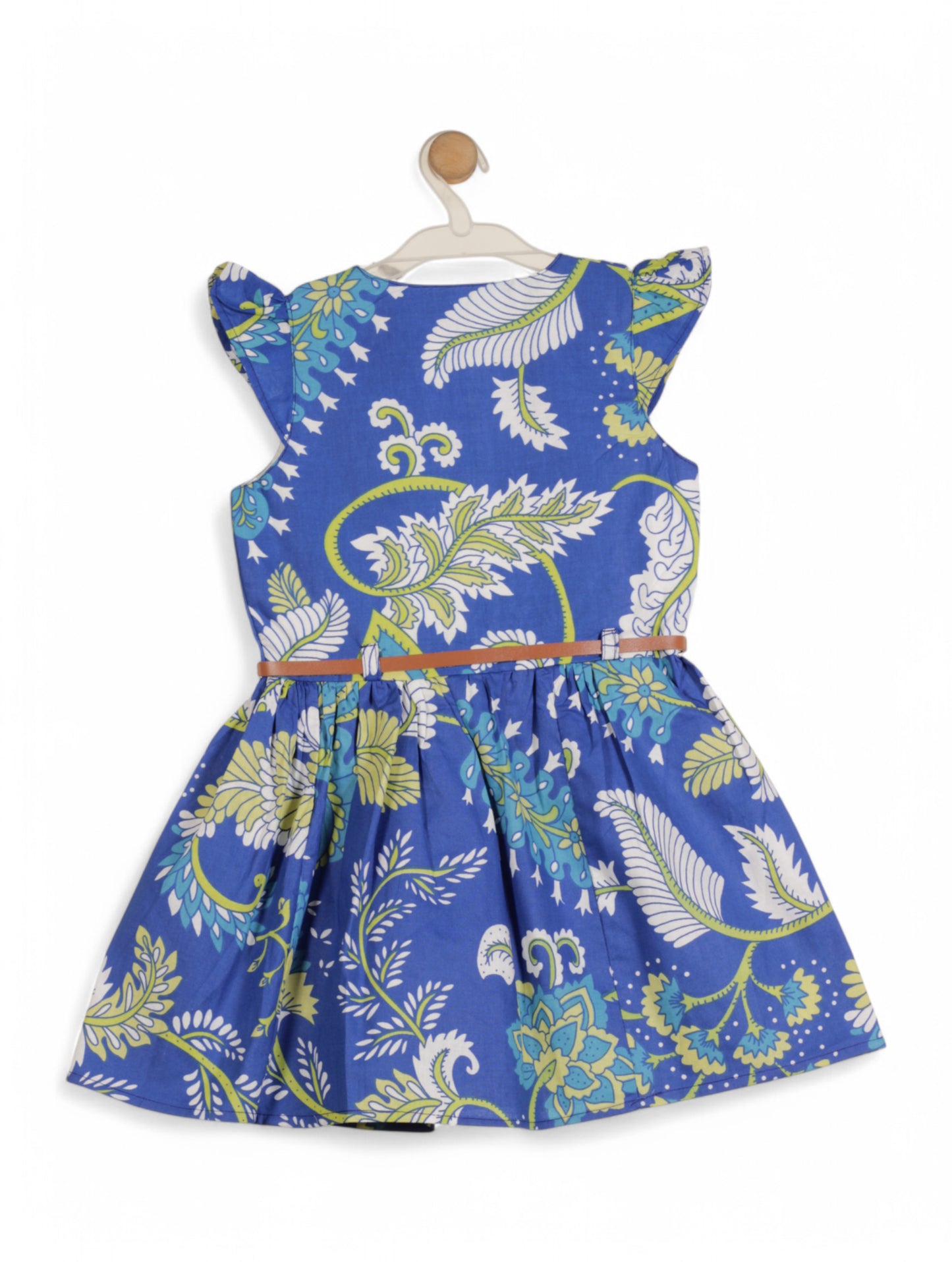 Printed Floral Cotton Frock - Blue