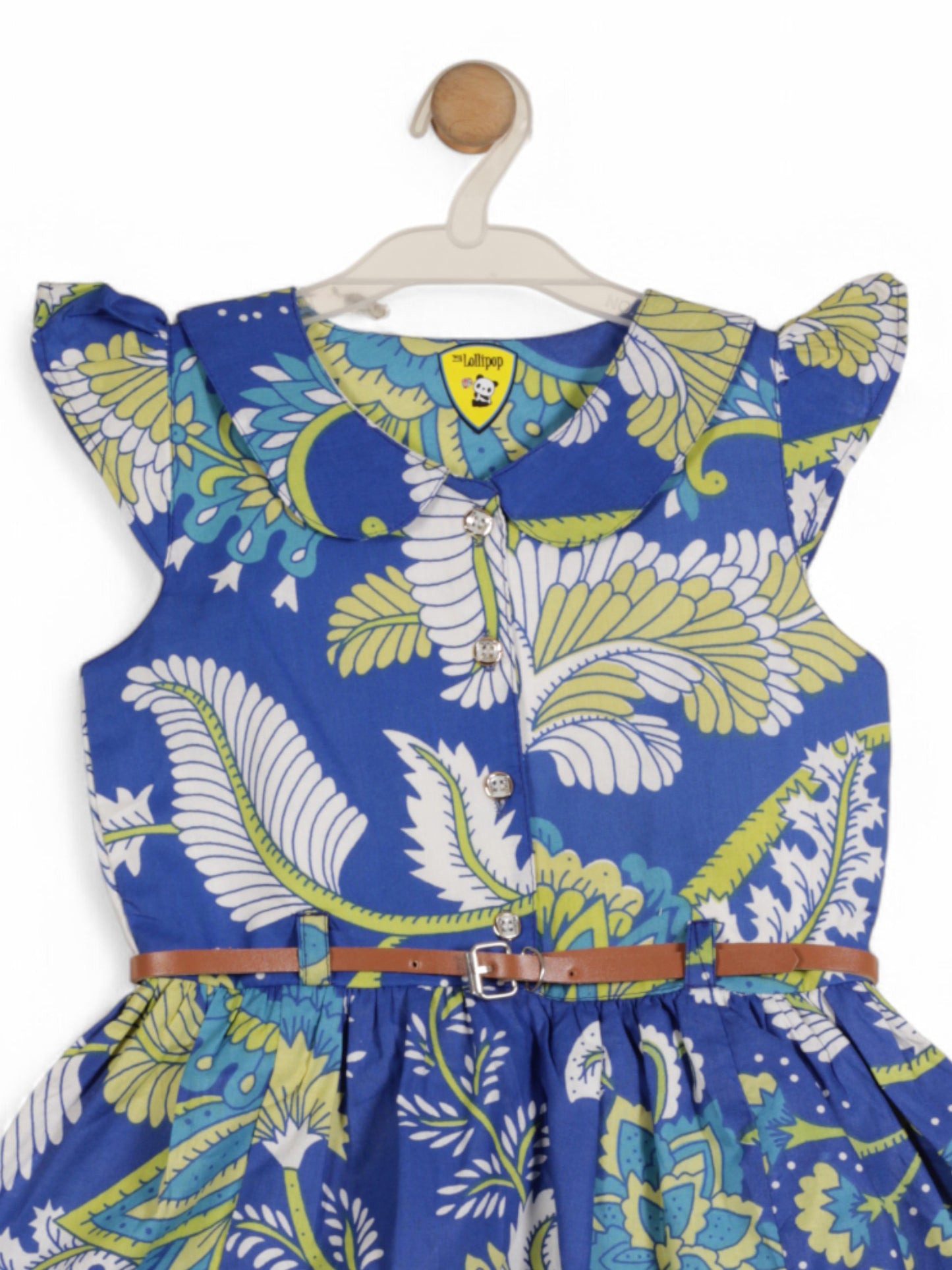Printed Floral Cotton Frock - Blue