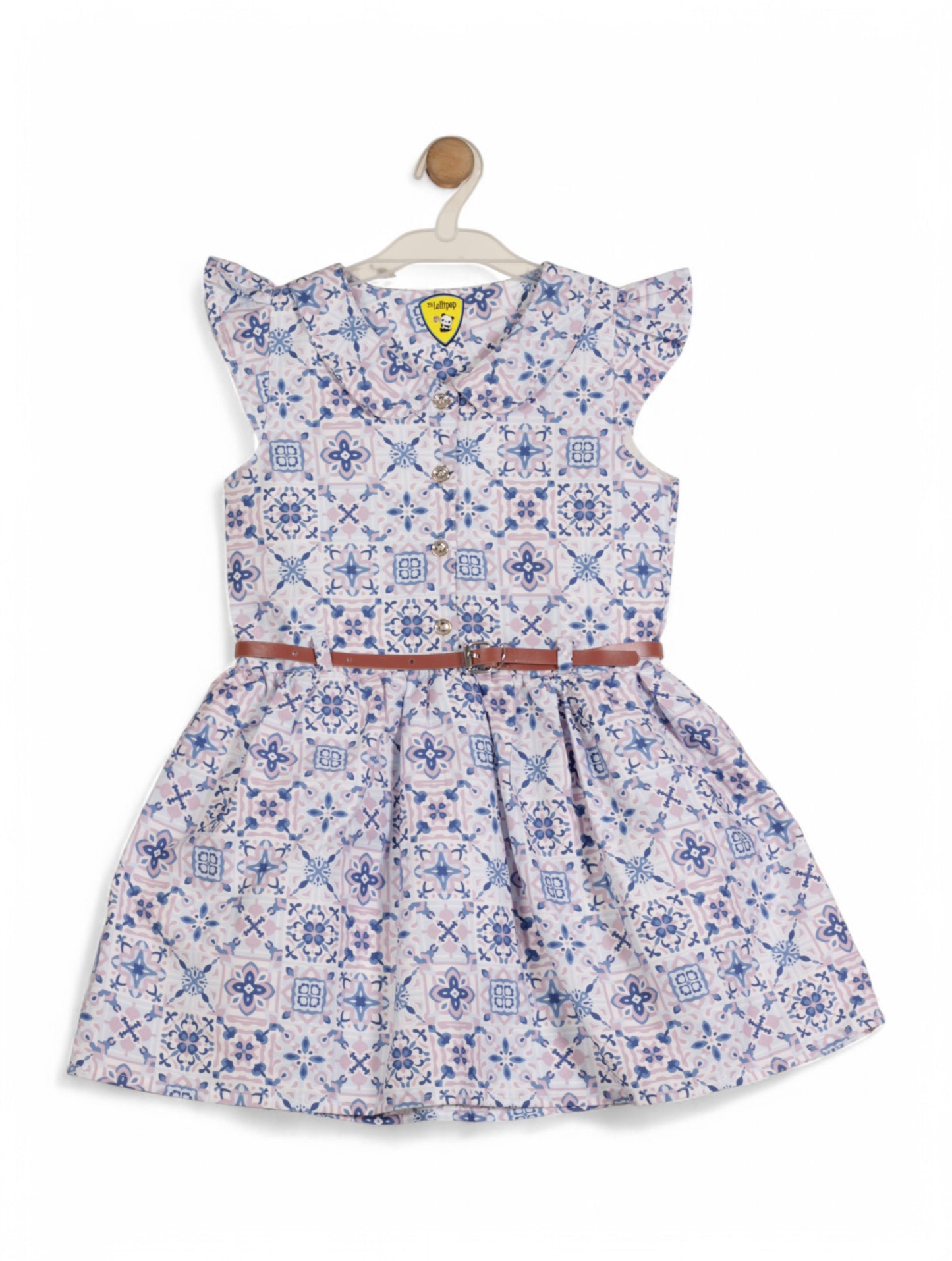 Printed Floral Cotton Frock - Blue